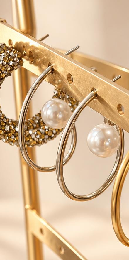 Pendientes oval perla