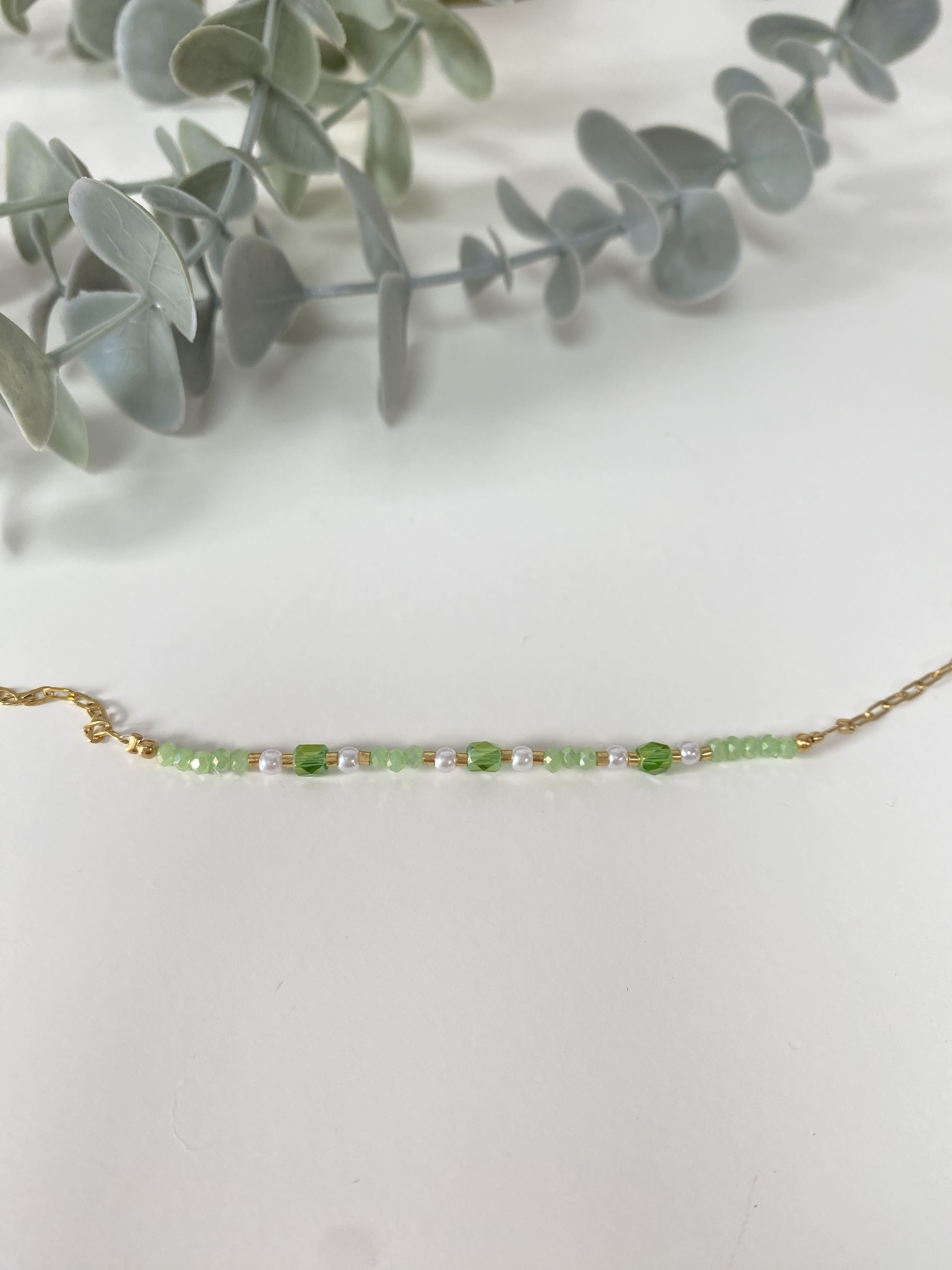 Tobillera perlitas verde