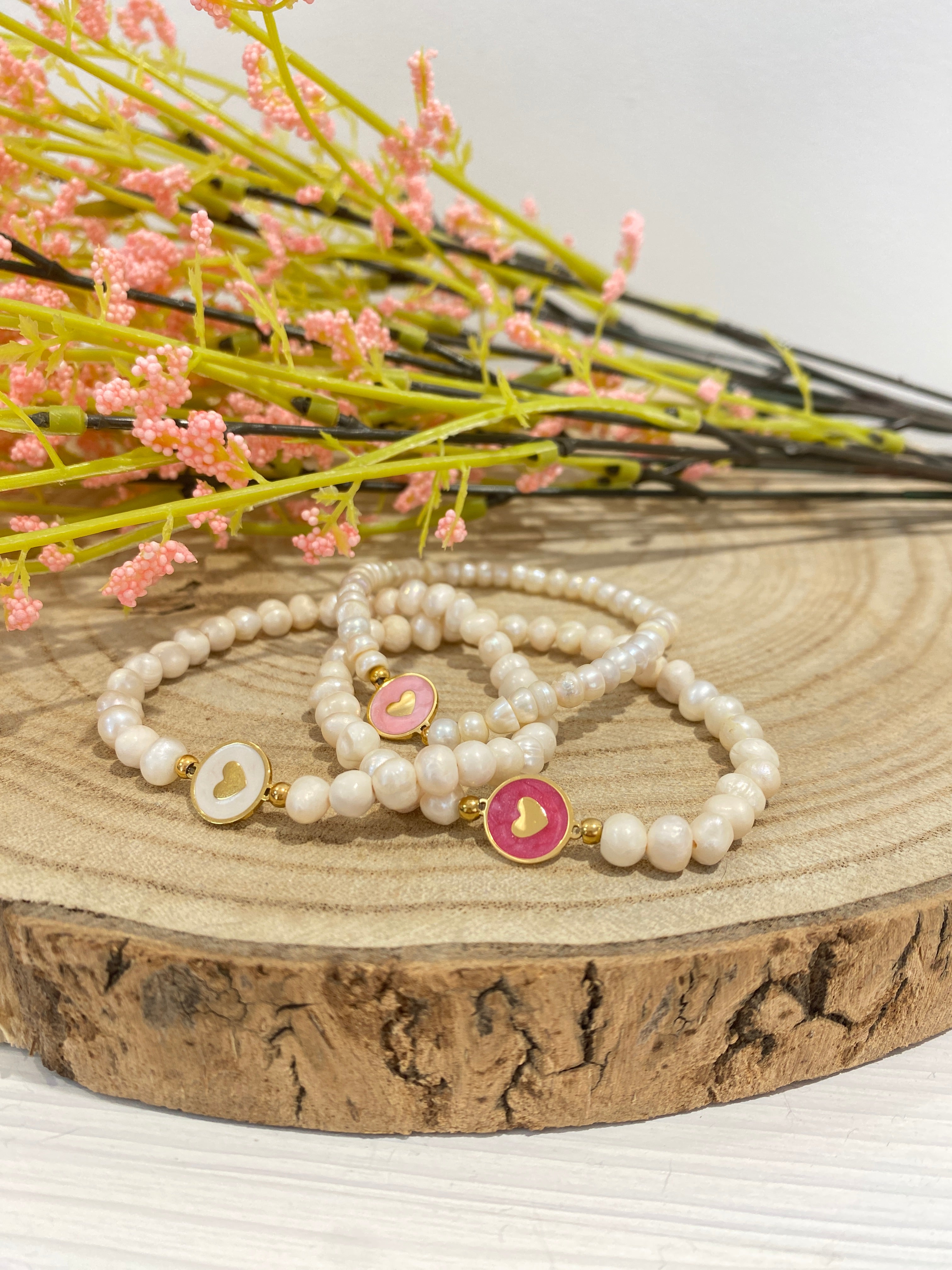 Pulsera perlas corazón