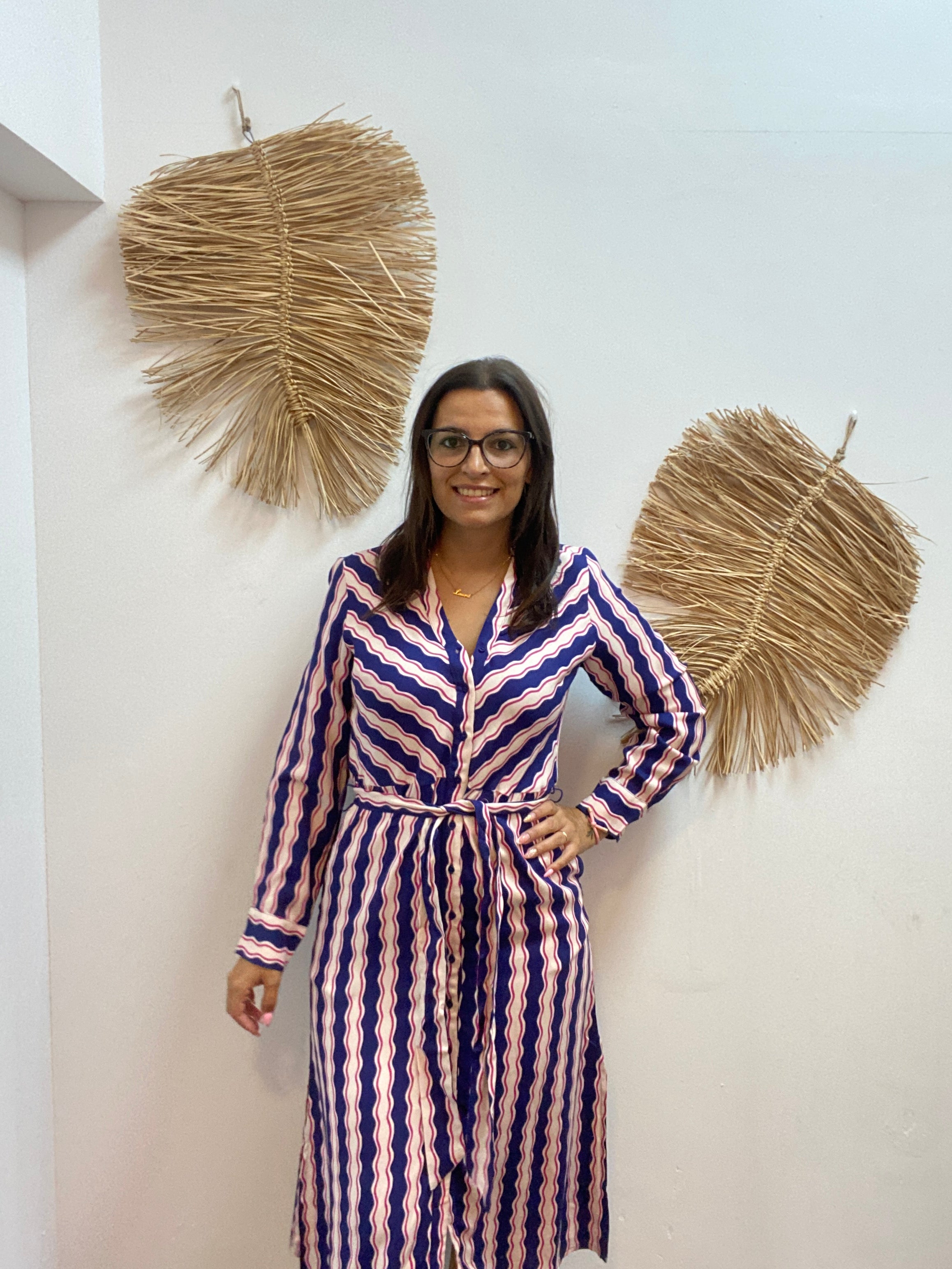 Vestido midi camisero estampado rayas serpentina CF