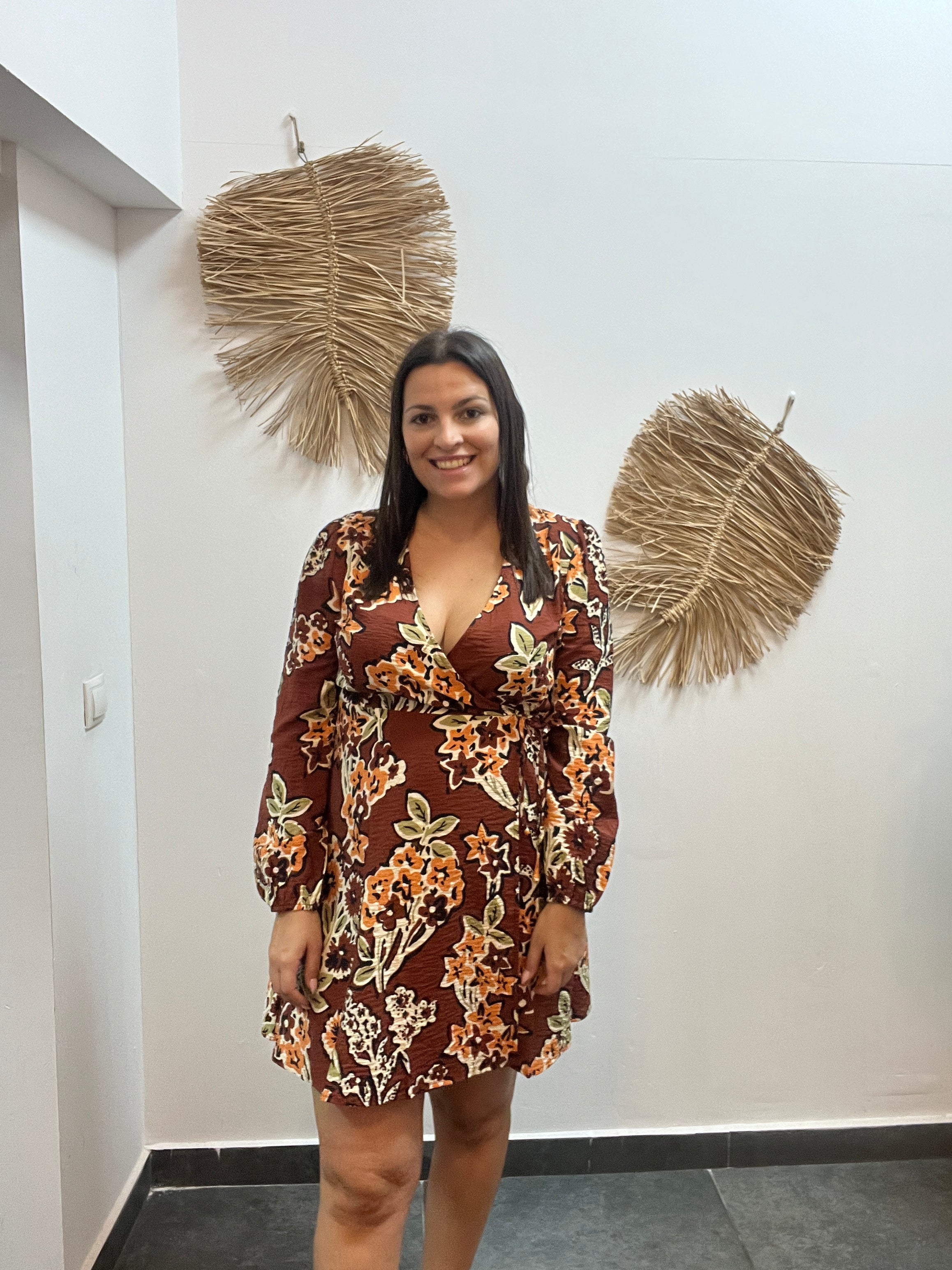 Vestido midi crepe ligero con estampado daisy CF