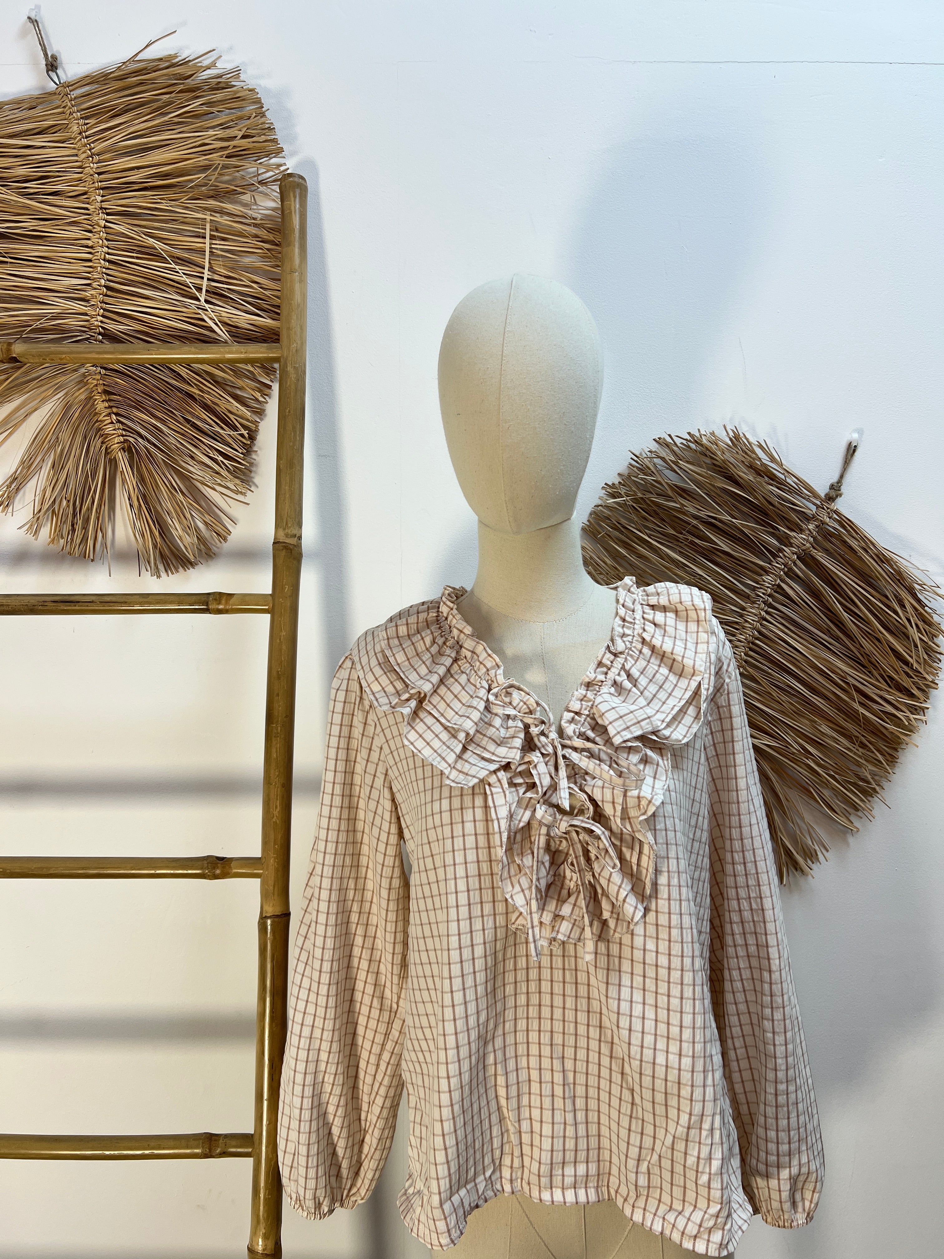 Blusa cuadros marrón