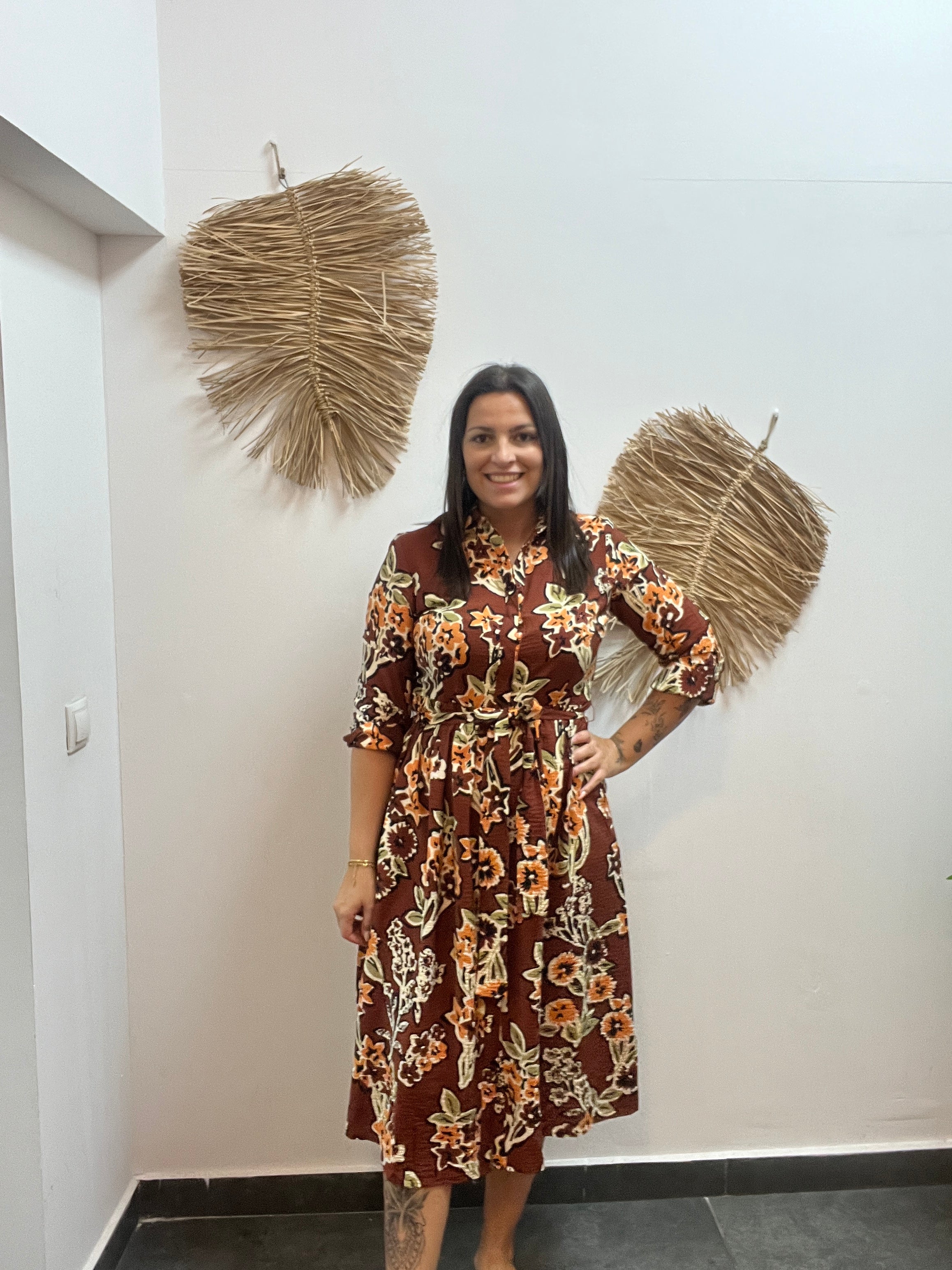 Vestido midi crepe ligero con estampado Daisy CF