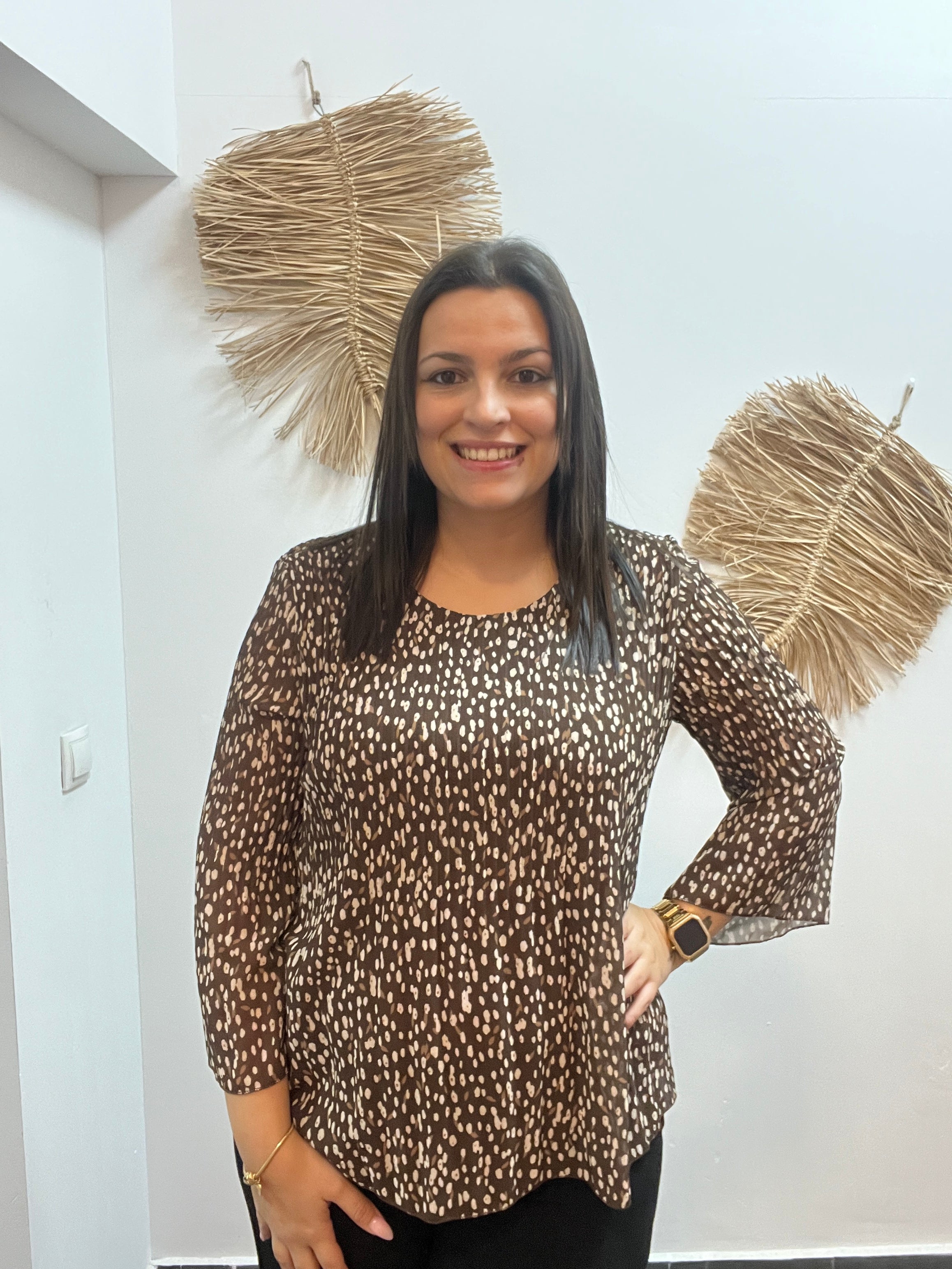 Blusa plisada flowers