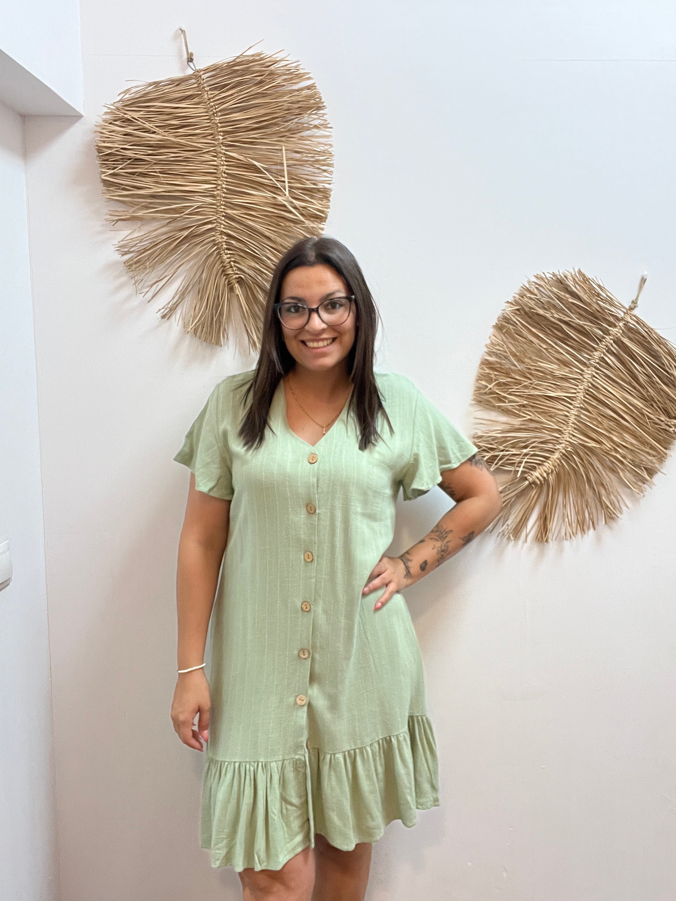 Vestido verde rayas
