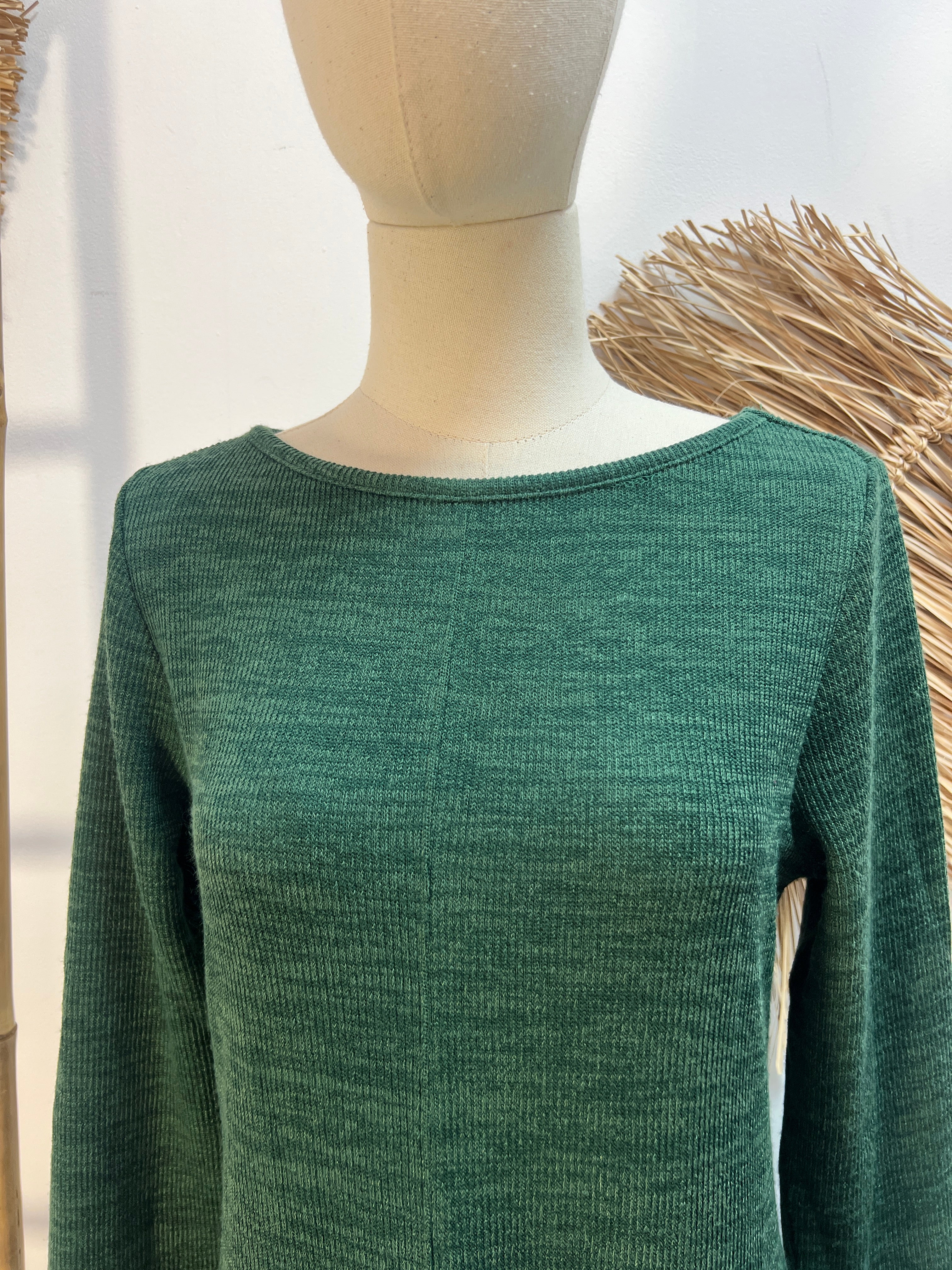 Vestido midi punto canalé verde CF