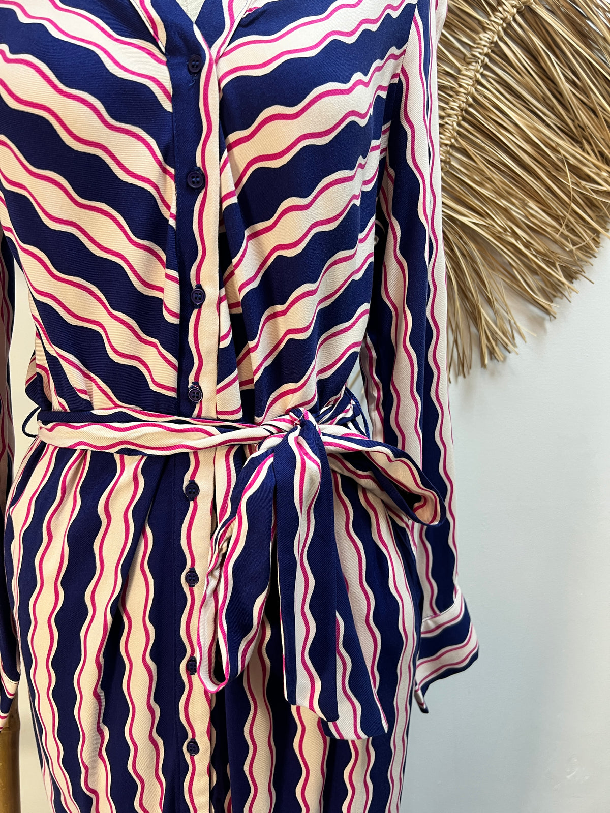Vestido midi camisero estampado rayas serpentina CF