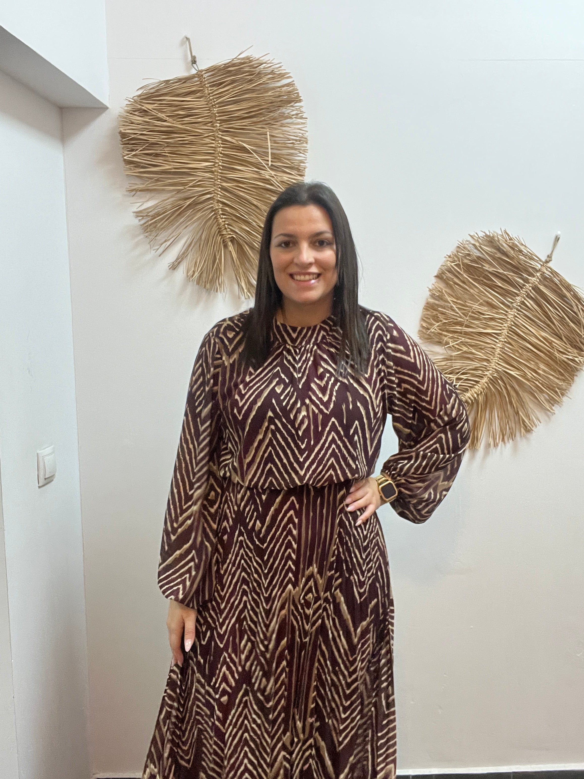 Vestido largo zigzag