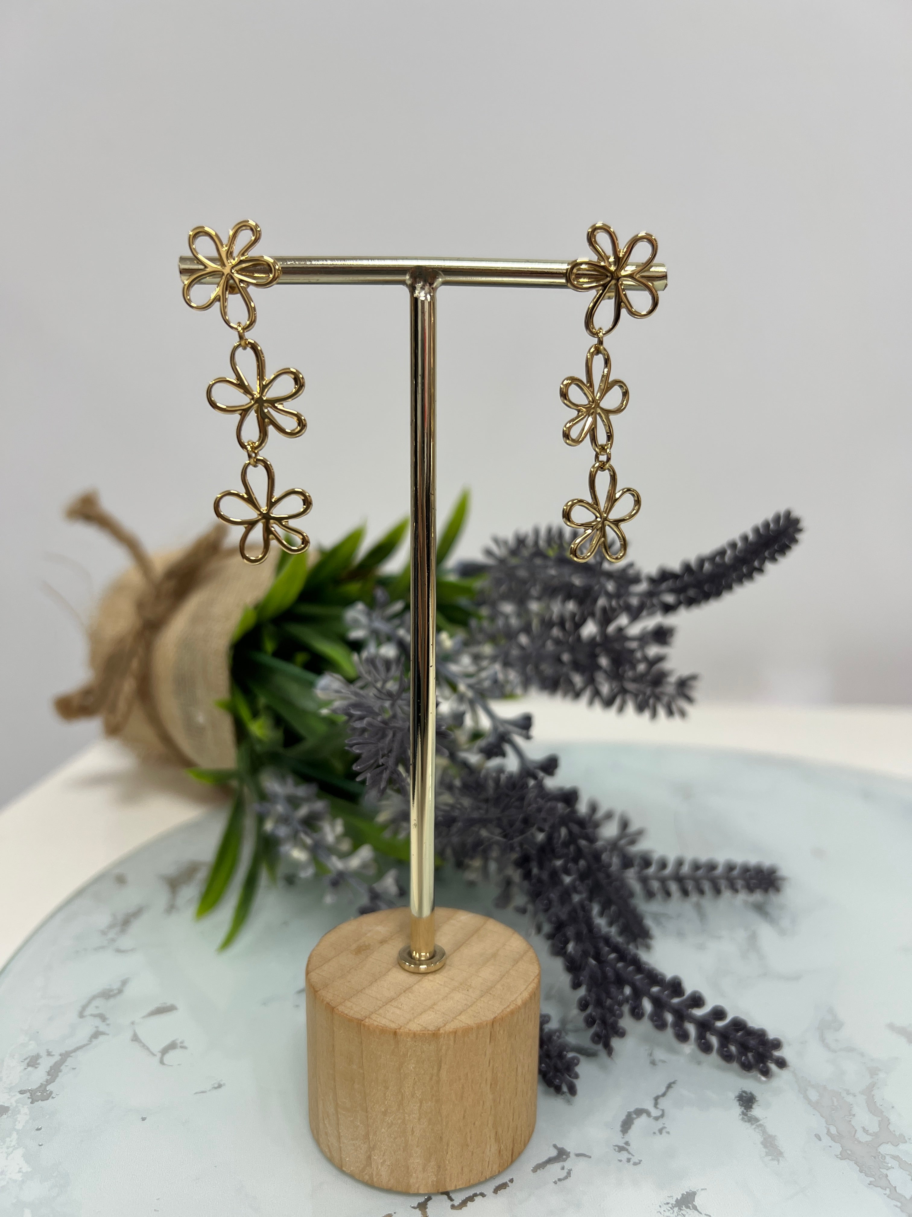 Pendientes triple flor