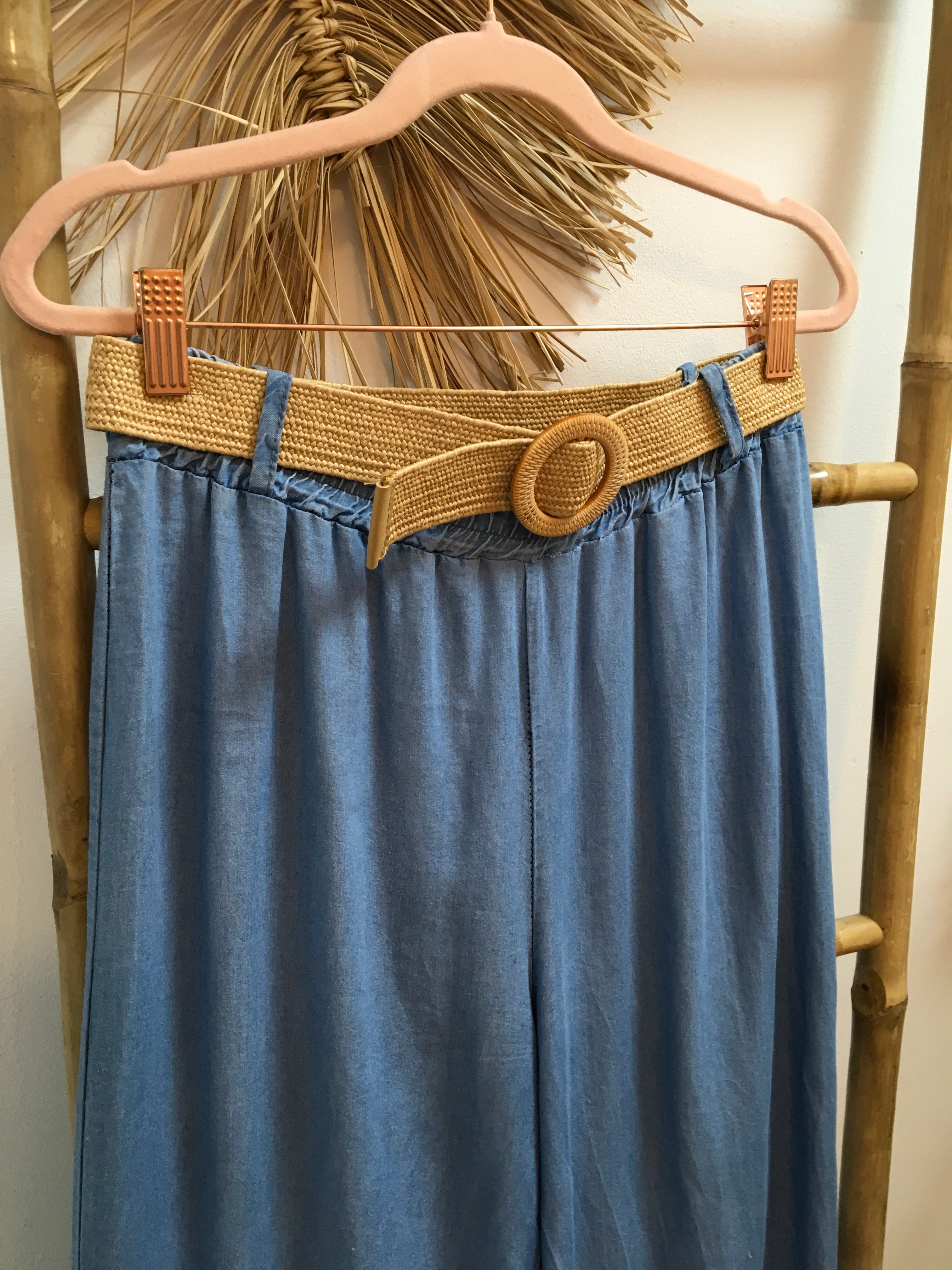 Pantalon Fluido Vaquero con cinturon