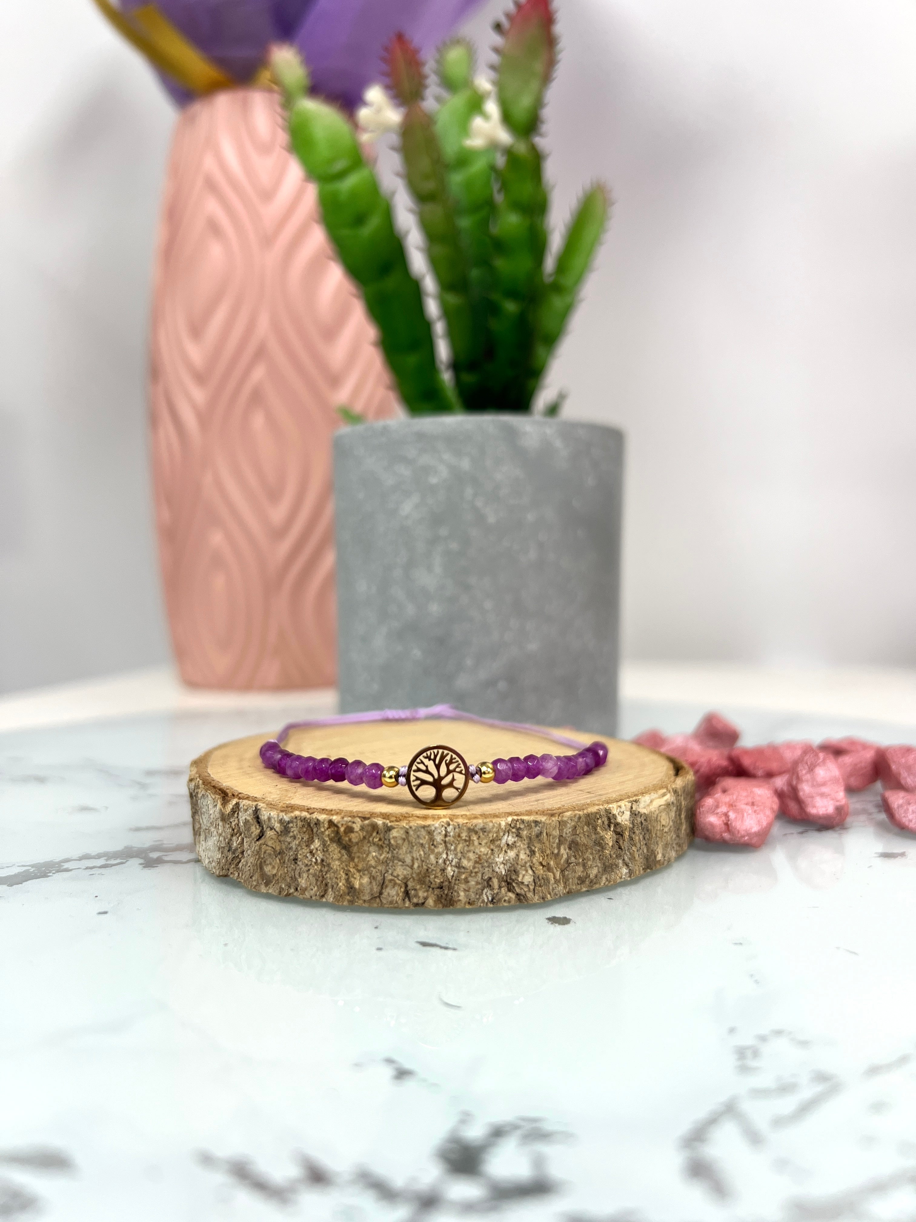 Pulsera morada Árbol de la vida