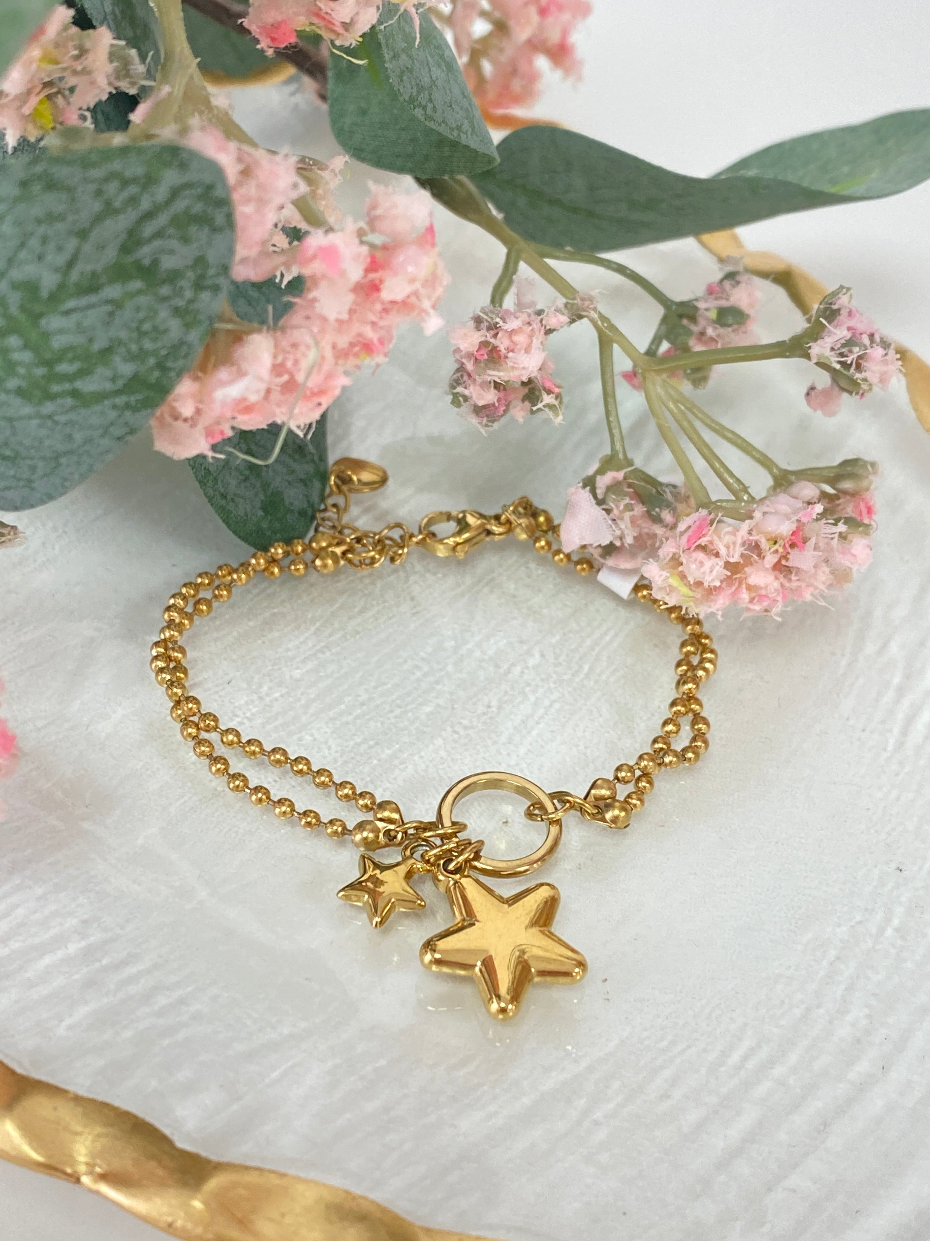 Pulsera cadena doble estrella