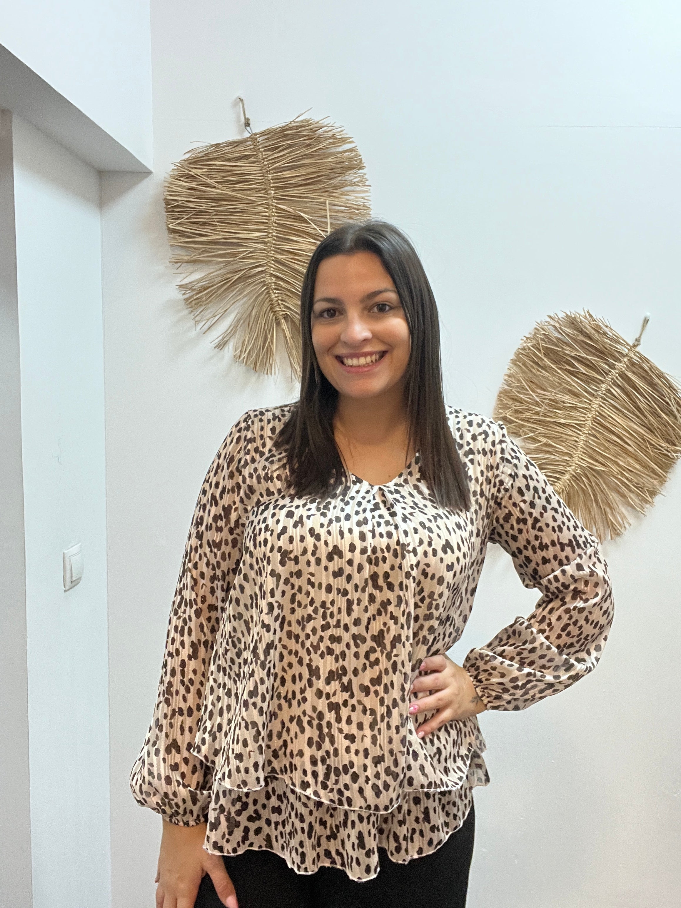 Blusa animal print con brillo