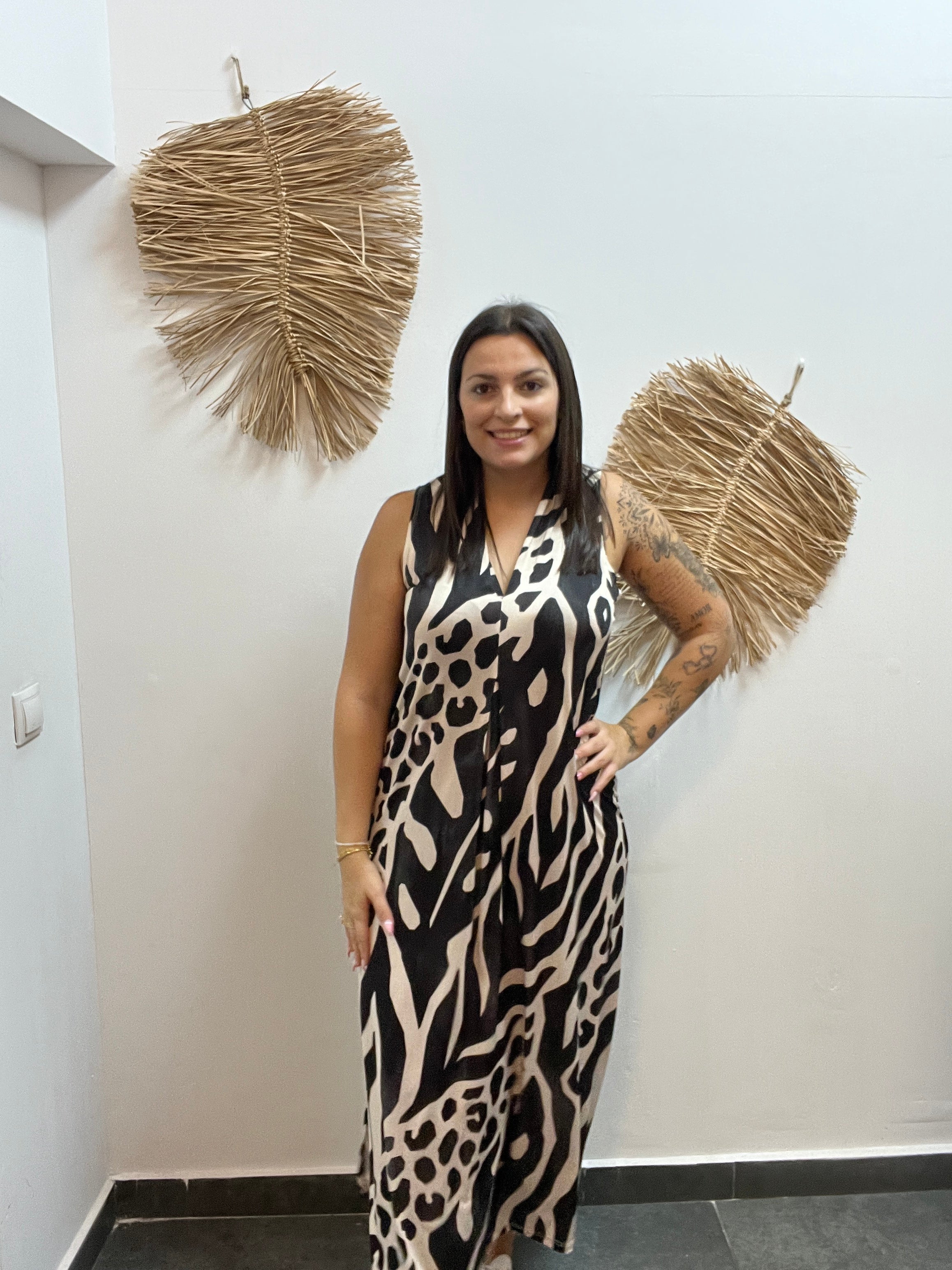 Vestido animal print largo
