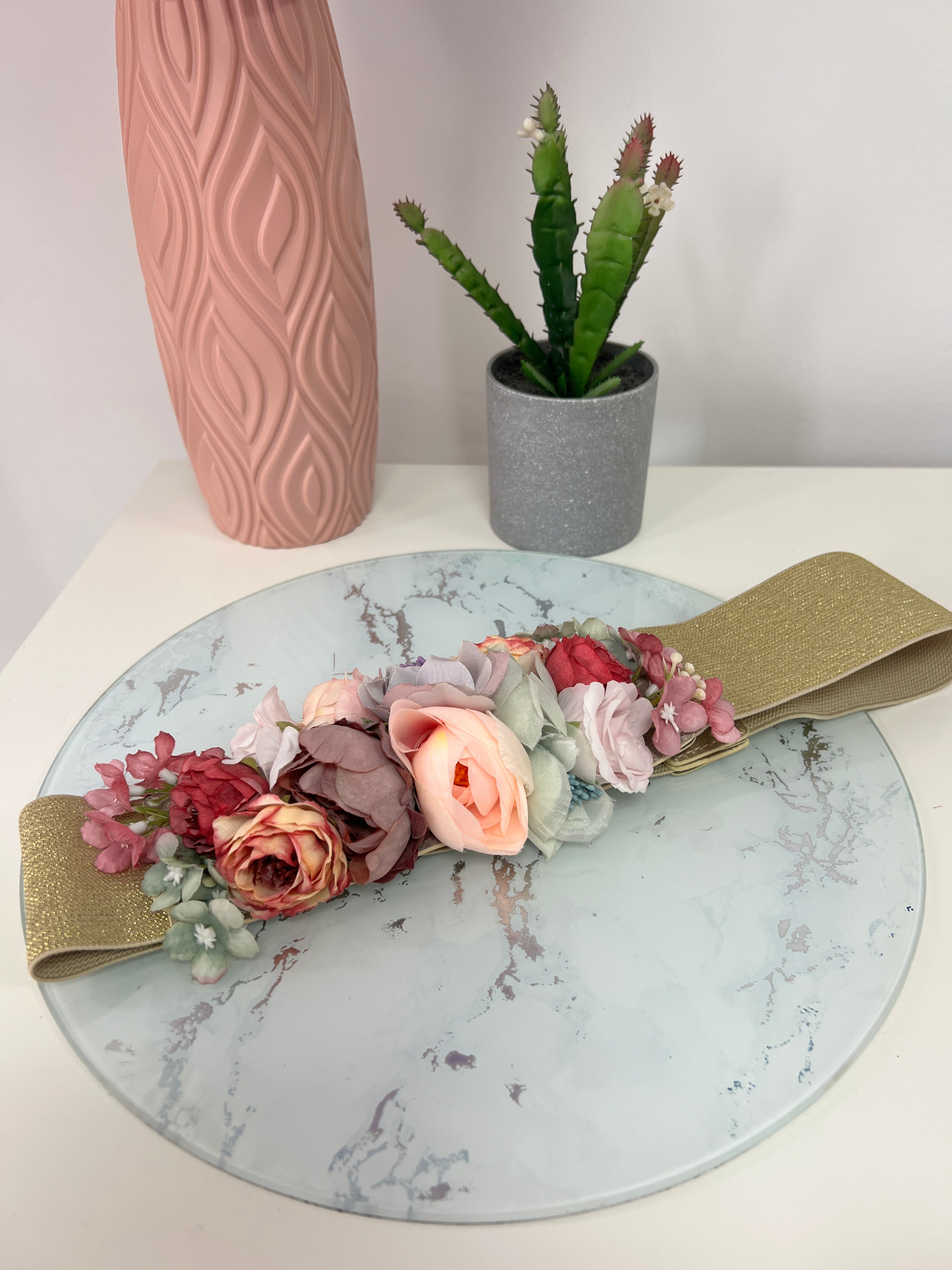 Cinturon fiesta multiflores dorado