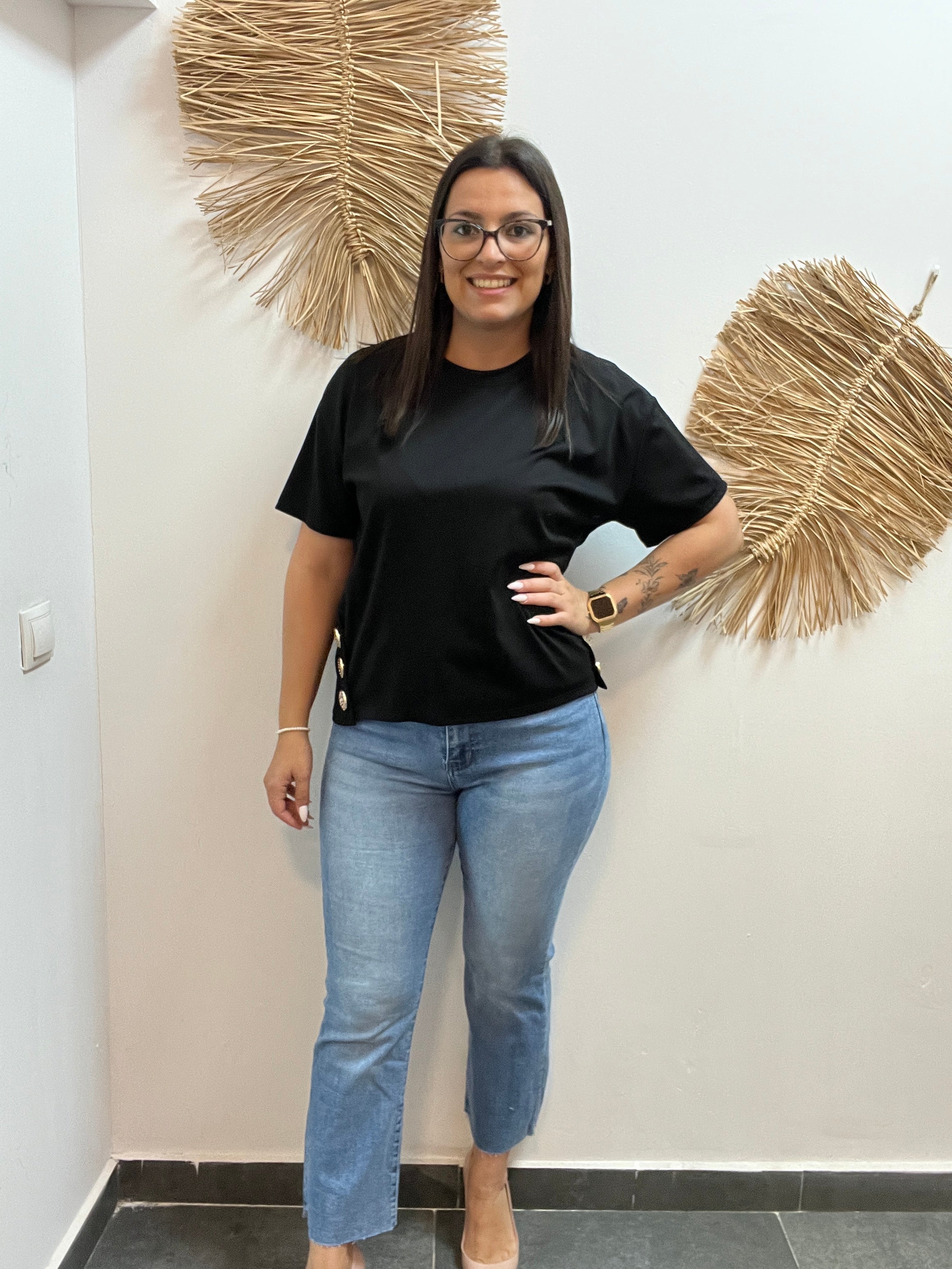 Jeans rectos desflecados M