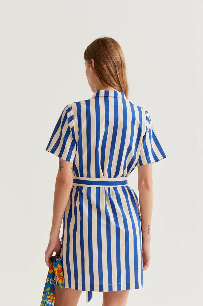 Vestido corto con estampado Bamboo Blue