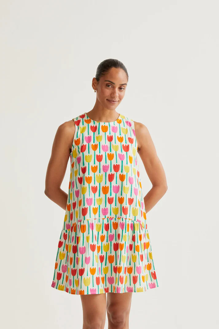 Vestido corto con estampado Tulipa Compañía Fantástica