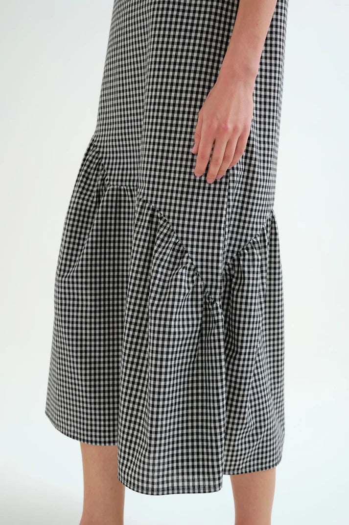 Vestido midi cuadro vichy negro CF