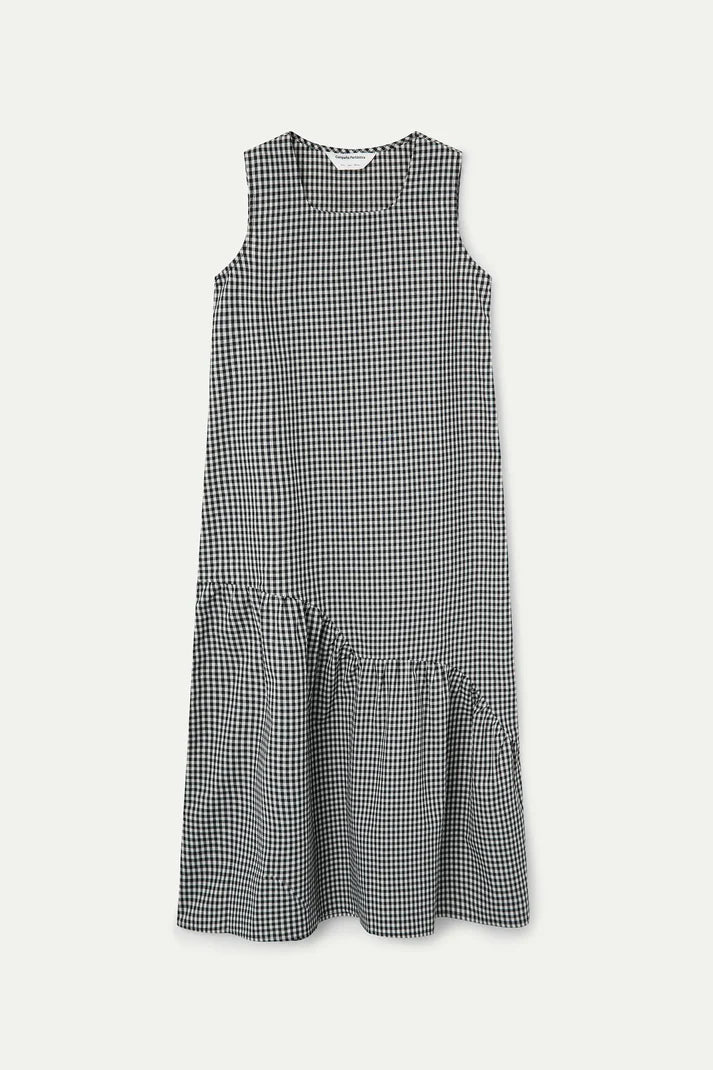 Vestido midi cuadro vichy negro CF