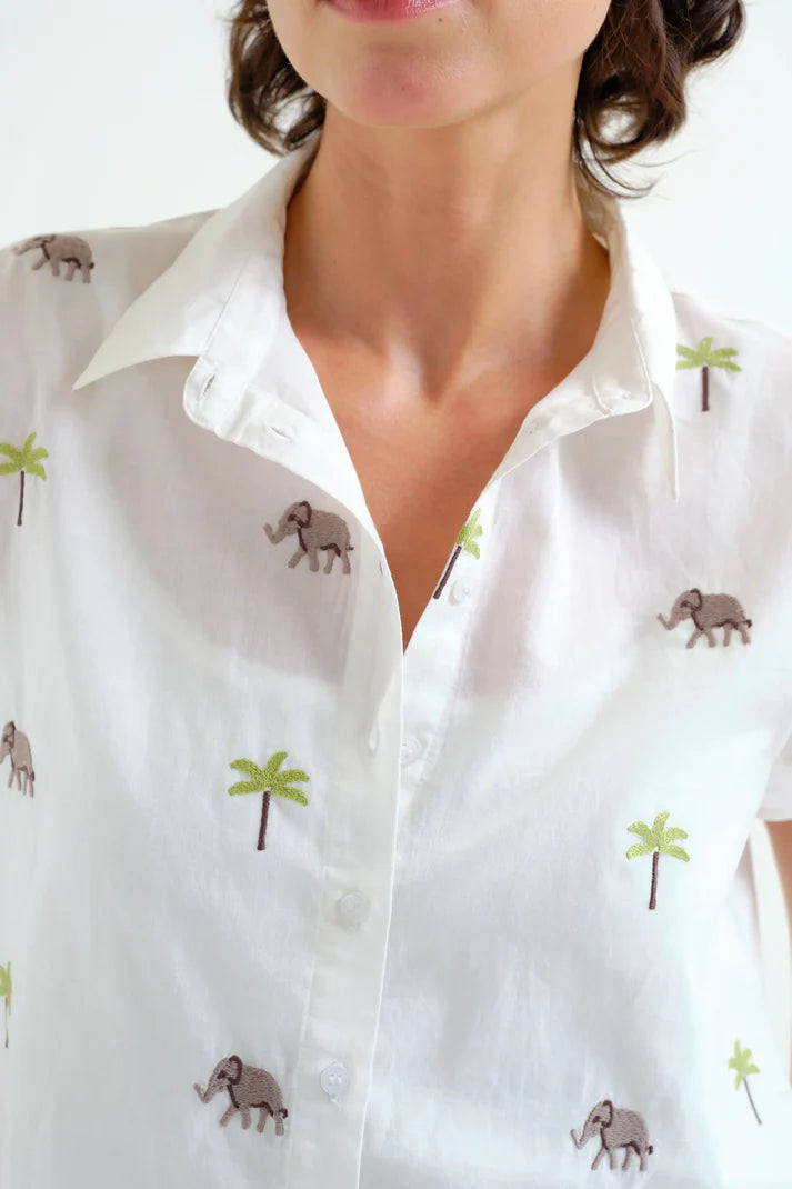 Camisa con estampado Elefante y Palmera Compañía Fantástica