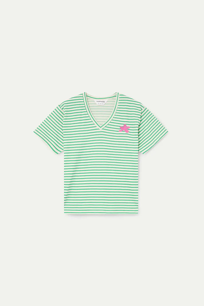 Camiseta con estampado de rayas blanco y verde Compañía Fantástica