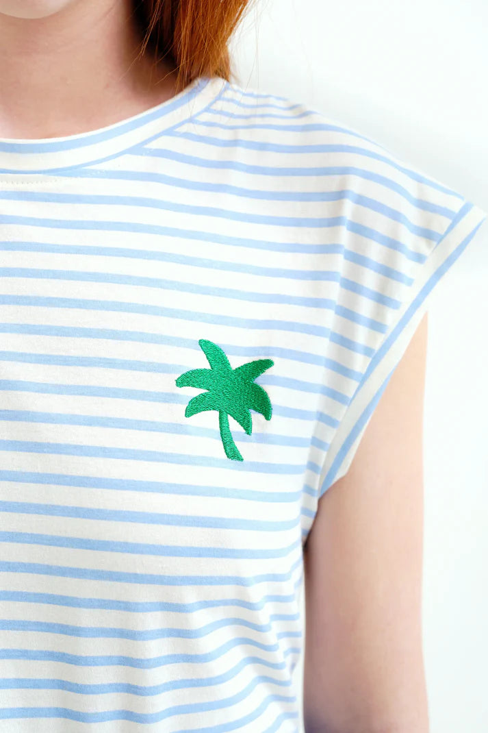 Camiseta con estampado de rayas blanco y azul Compañía Fantástica