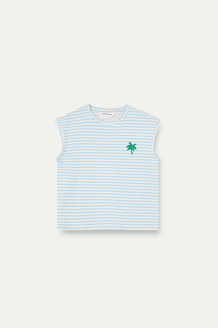 Camiseta con estampado de rayas blanco y azul Compañía Fantástica