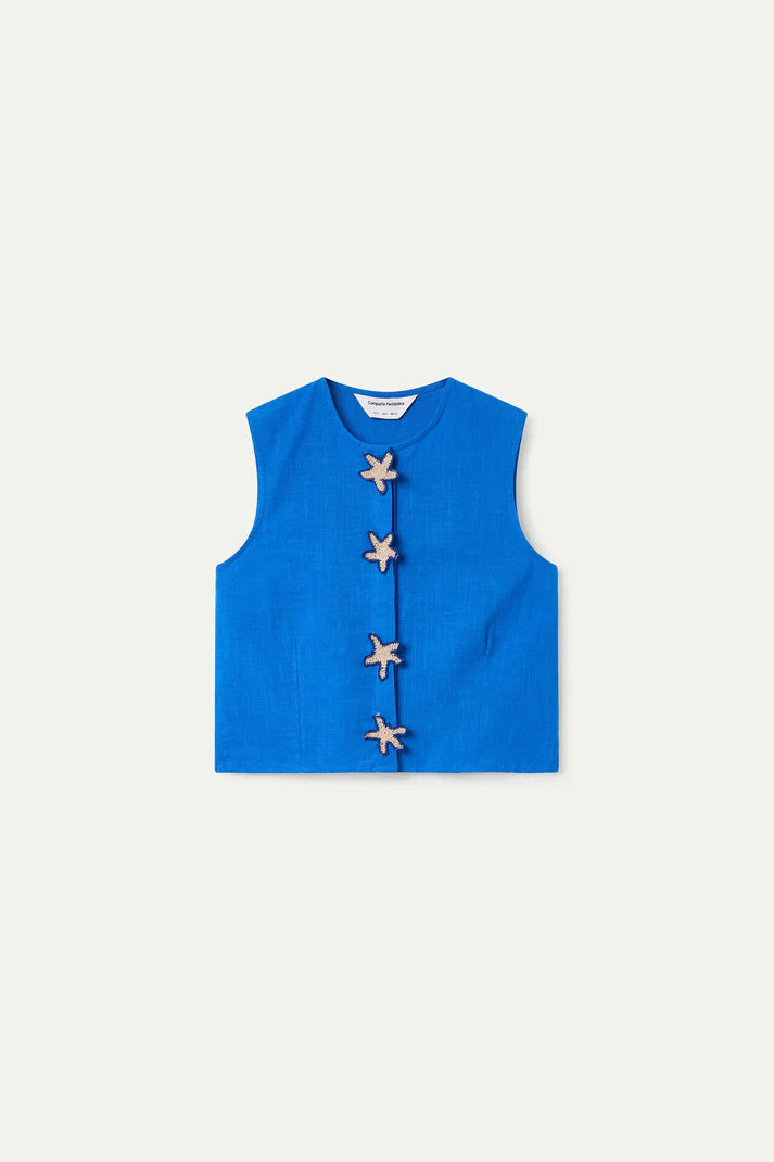 Top 100% algodón azul marino con aplique de estrellas Compañía Fantástica