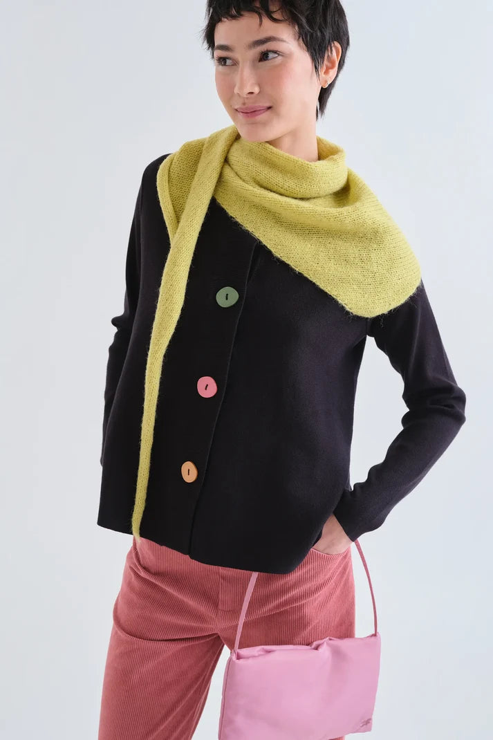 Cárdigan negro con botones grandes multicolor Compañía Fantástica