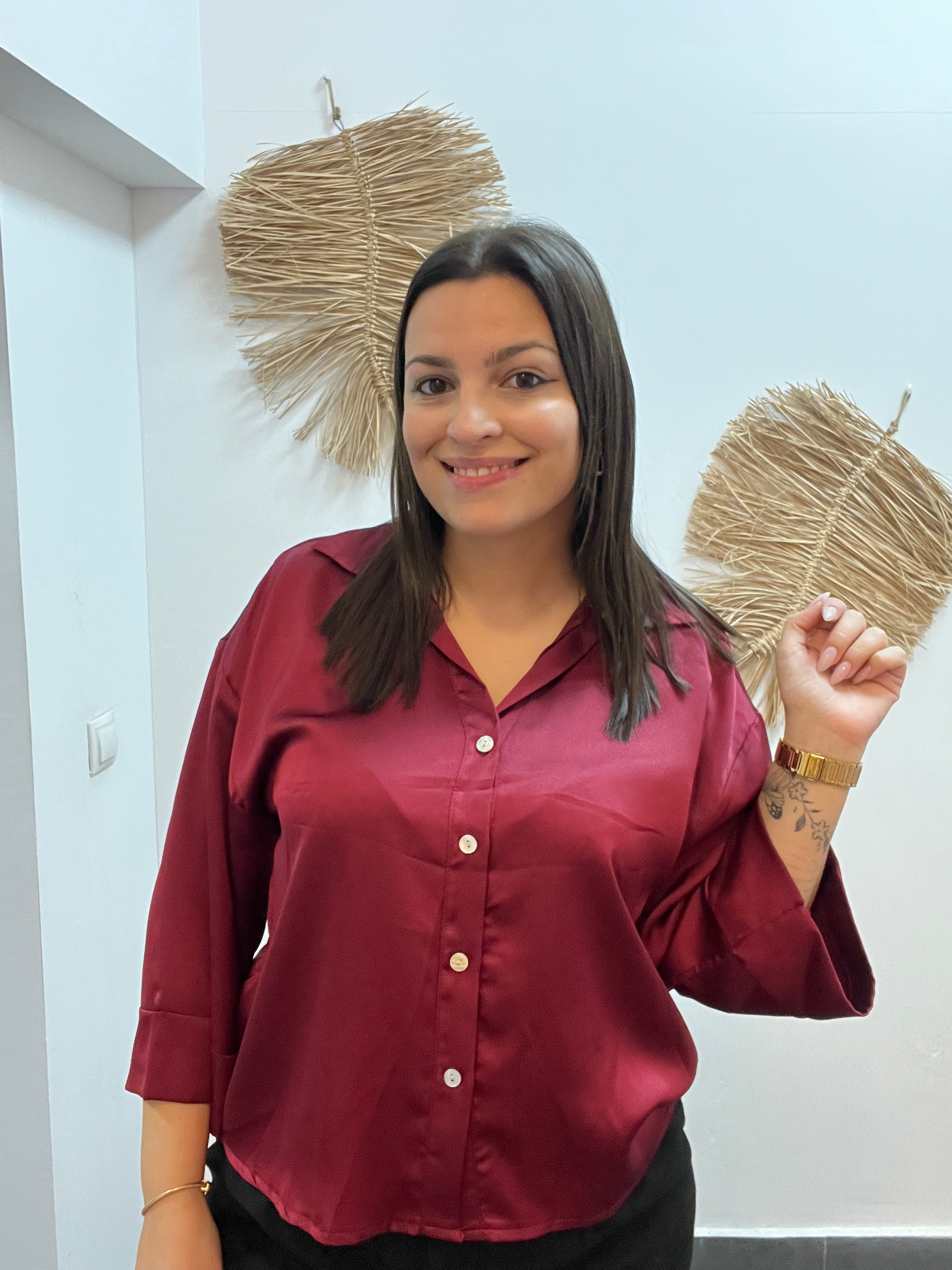 Blusa satinada manga sof