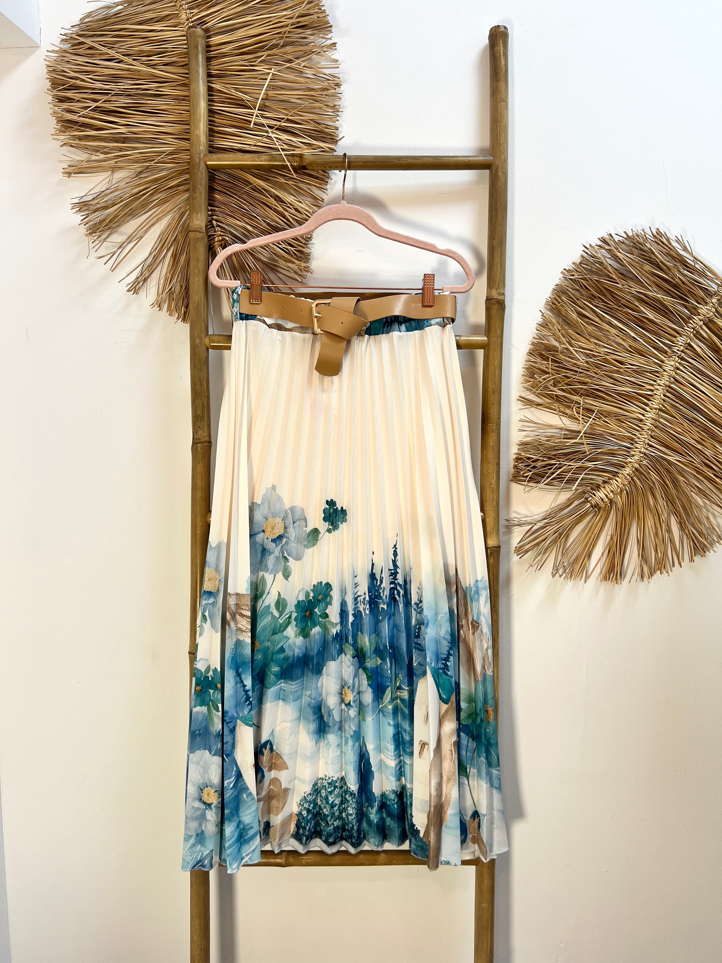 Falda plisada flores bajo