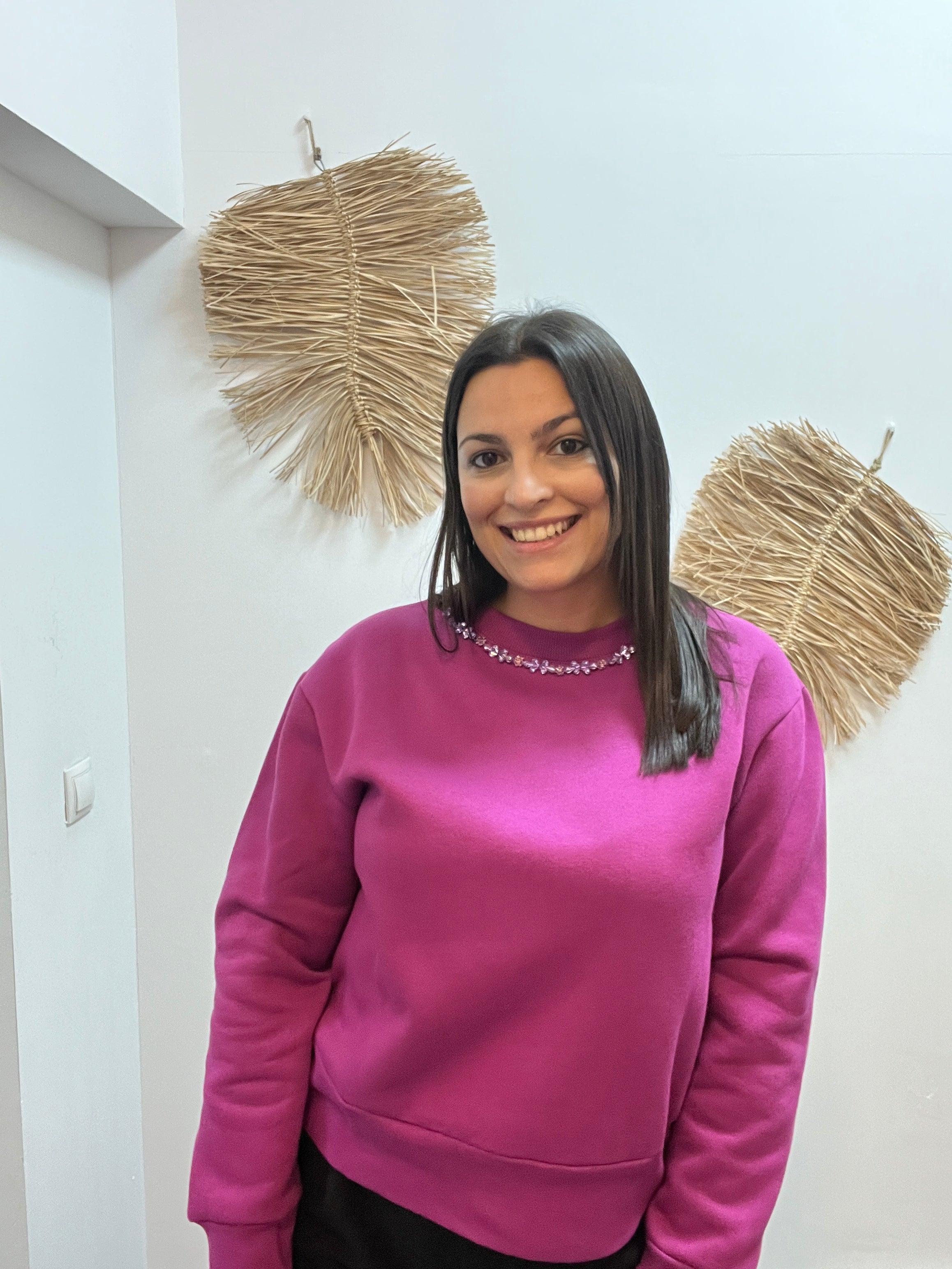 Sudadera cuello joya magenta CF