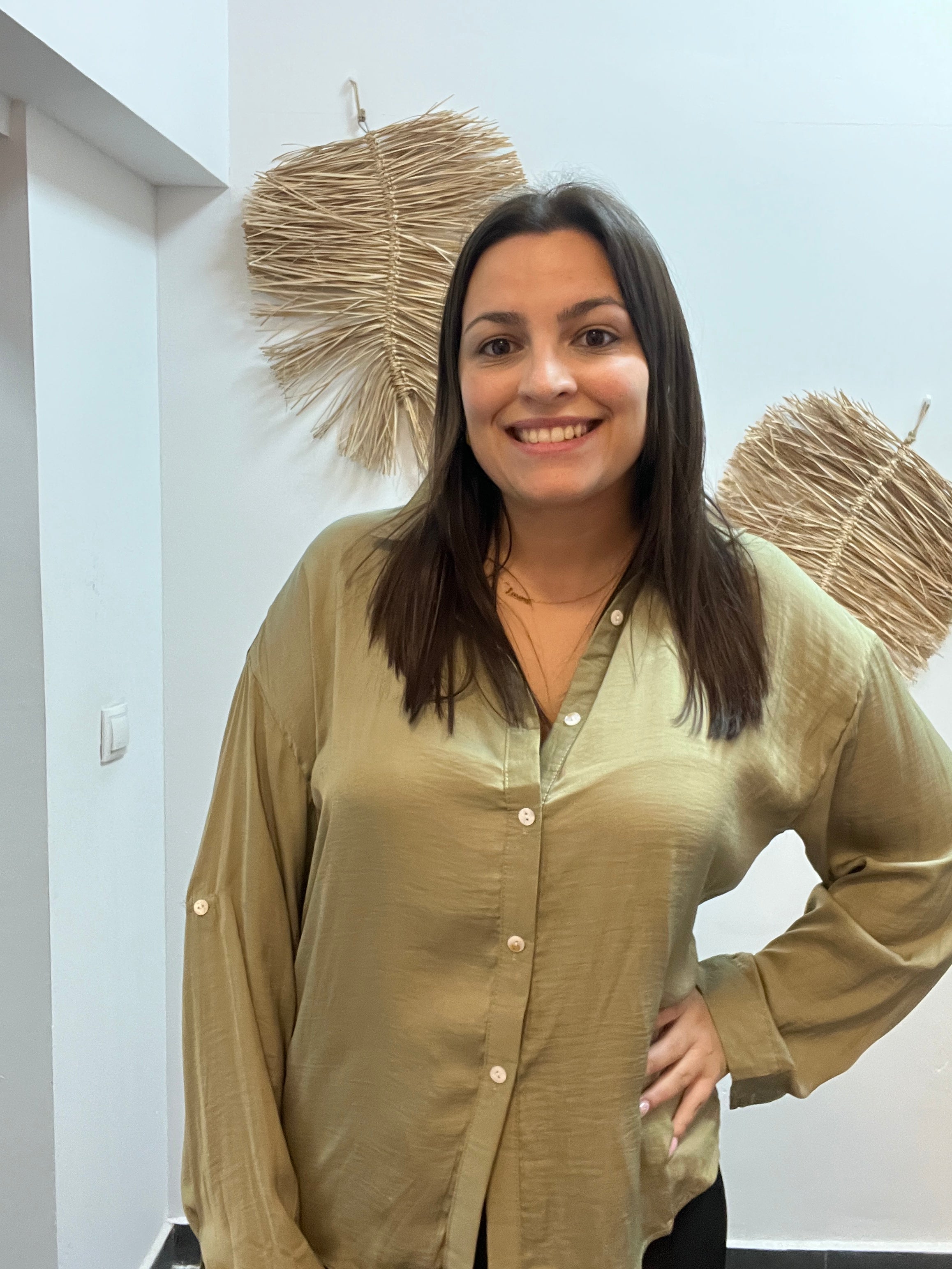 Camisa botones satinada