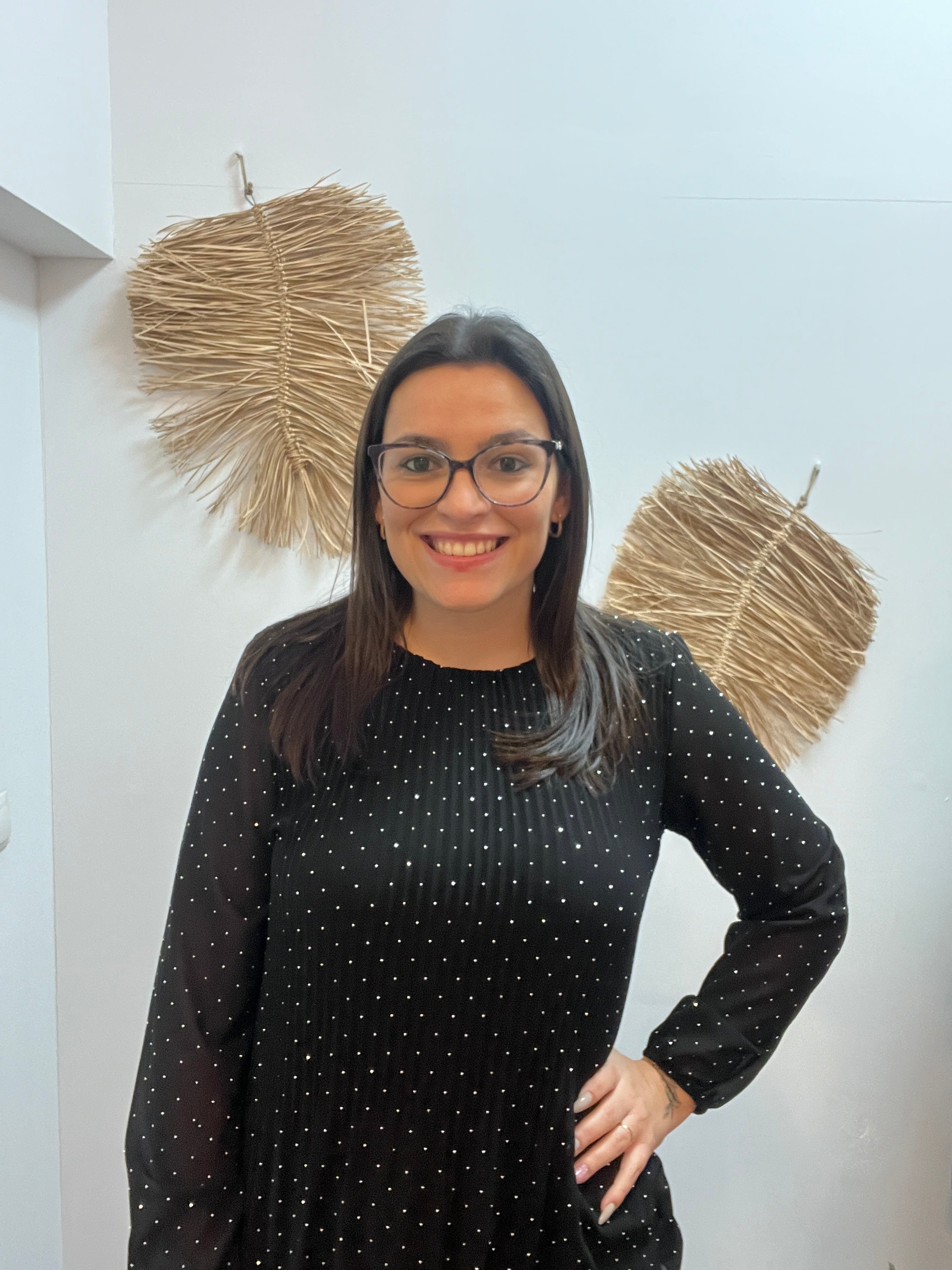 Blusa plisada brillo