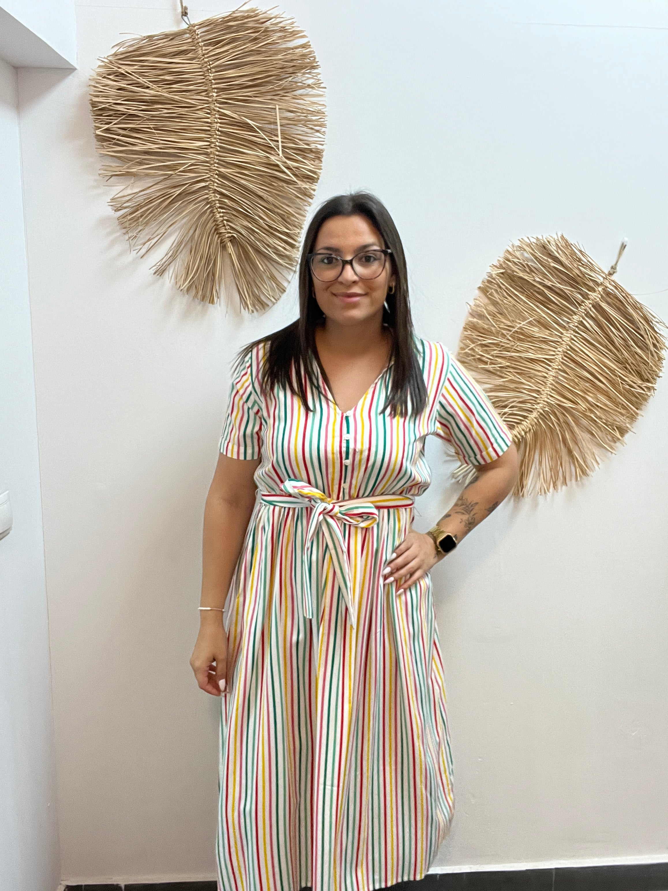 Vestido midi estampado rayas soju CF