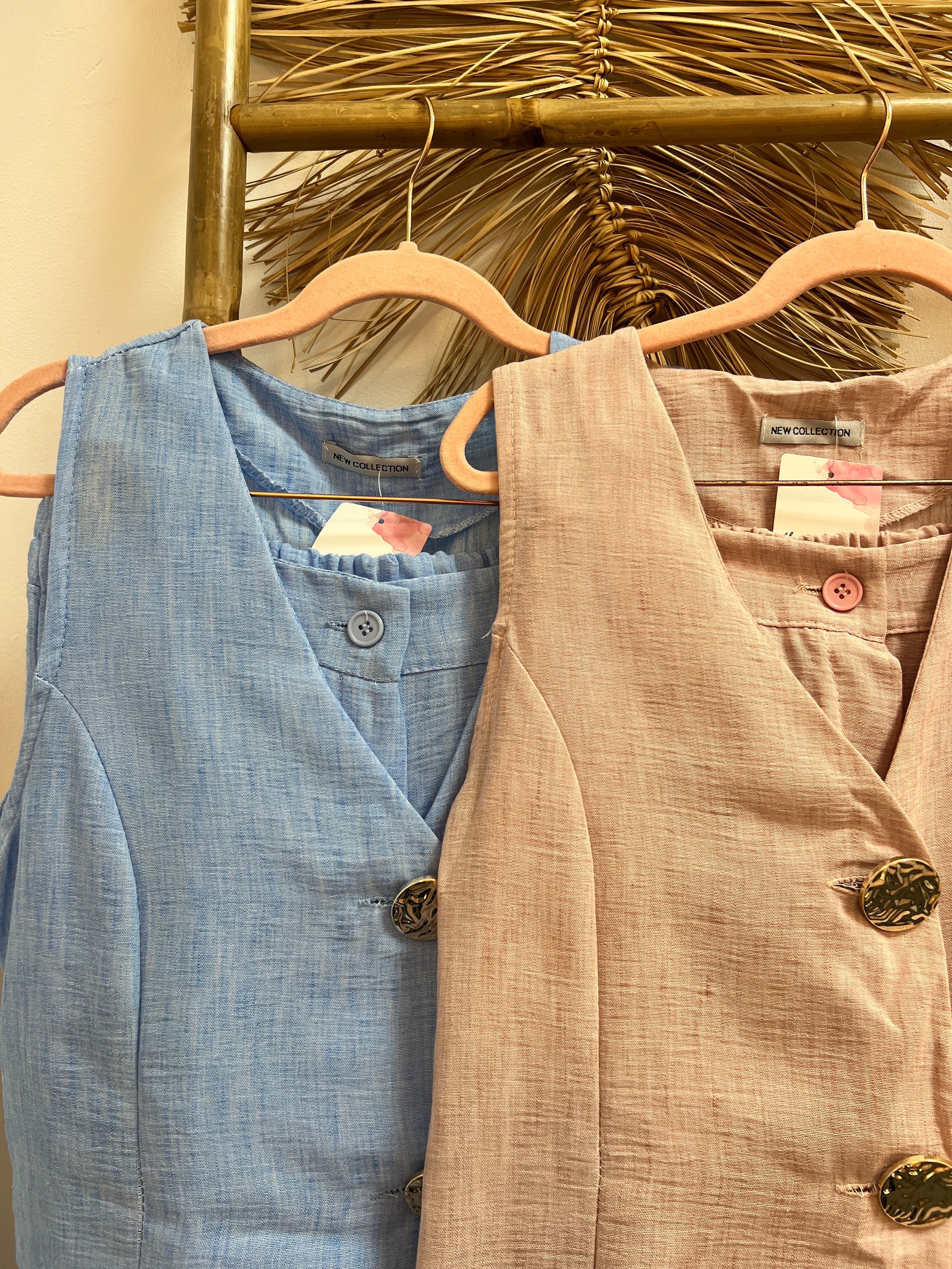 Conjunto lino botones dorados