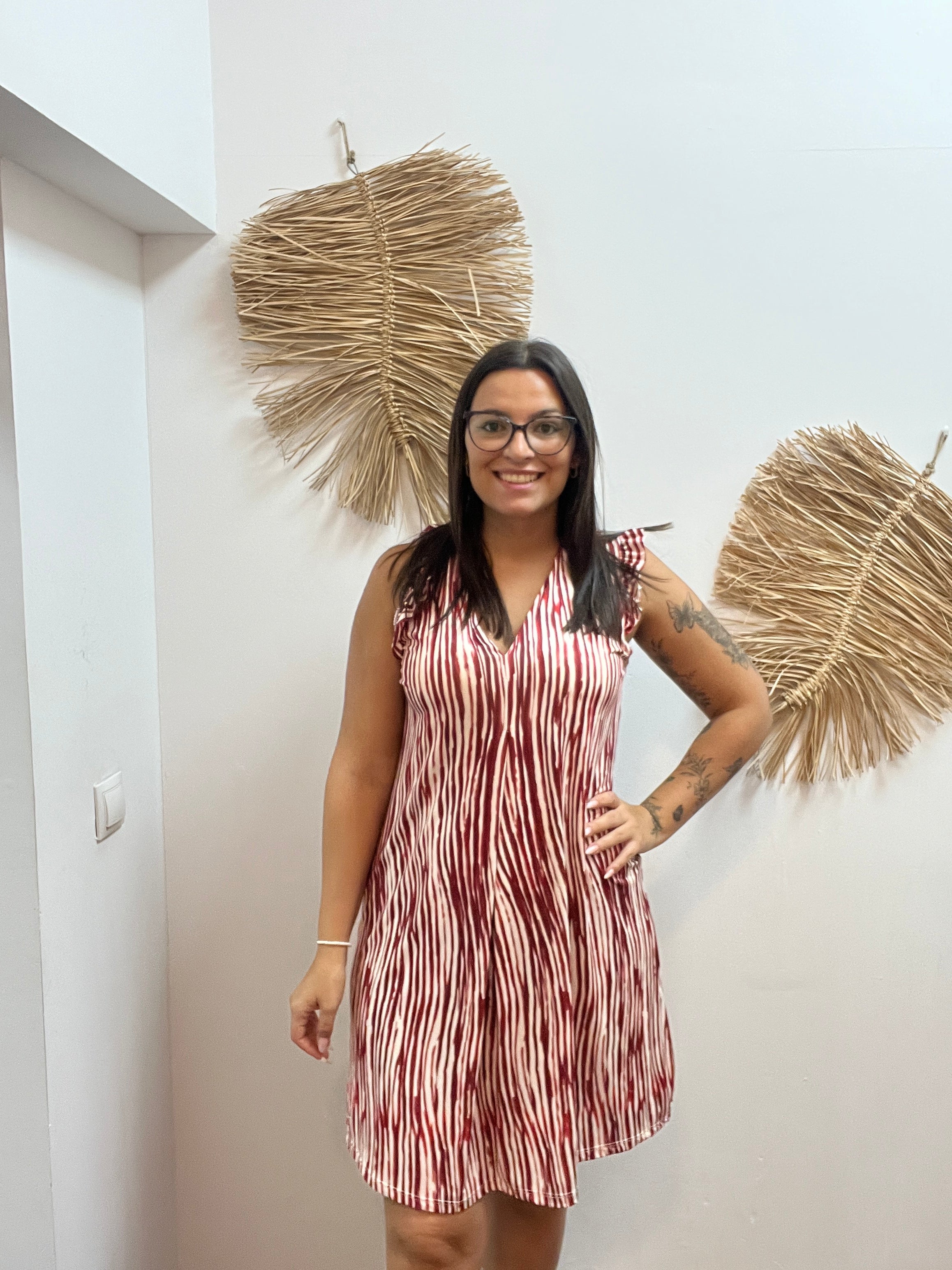 Vestido seda fría volante