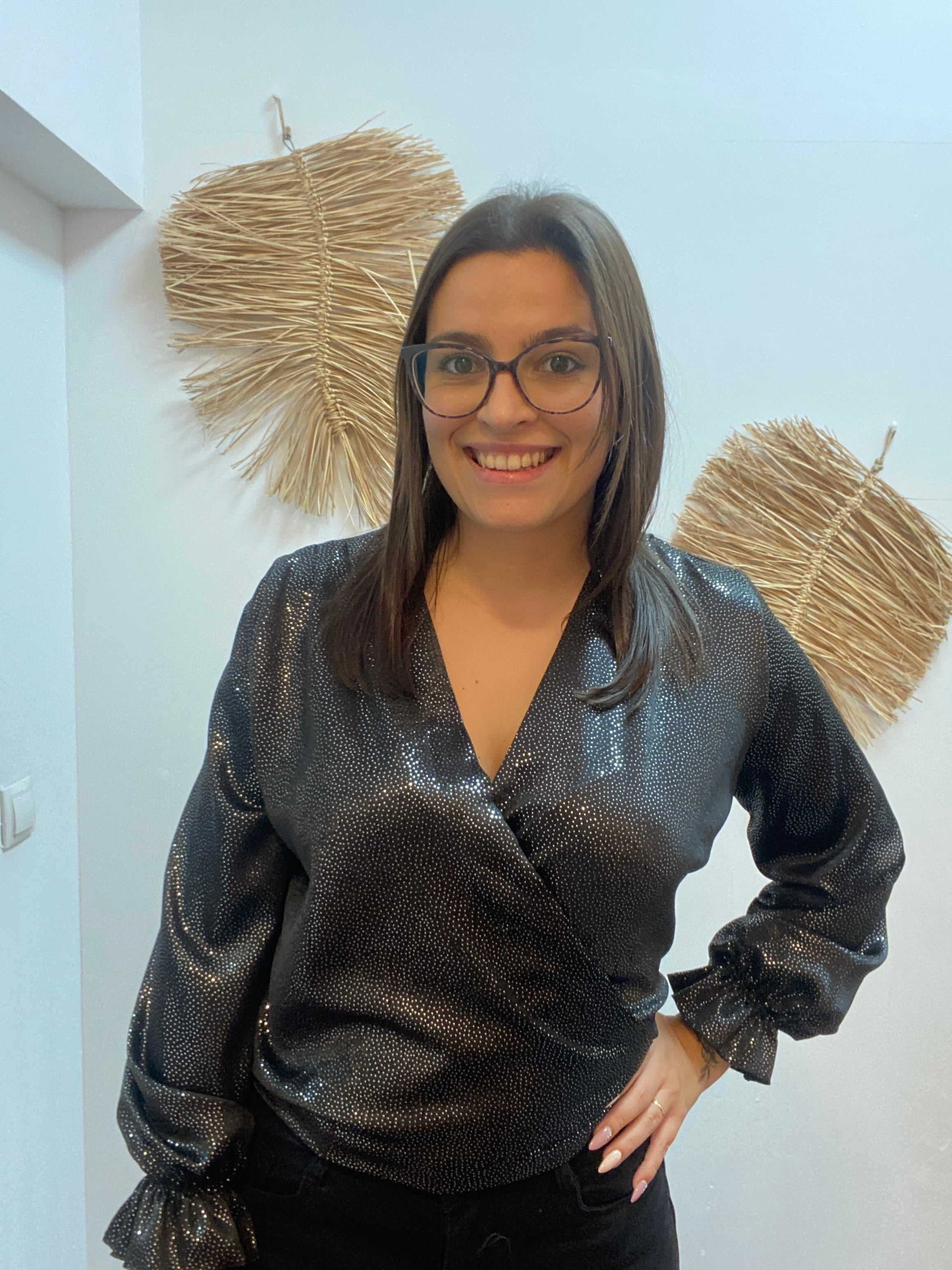 Blusa puntos metalizados