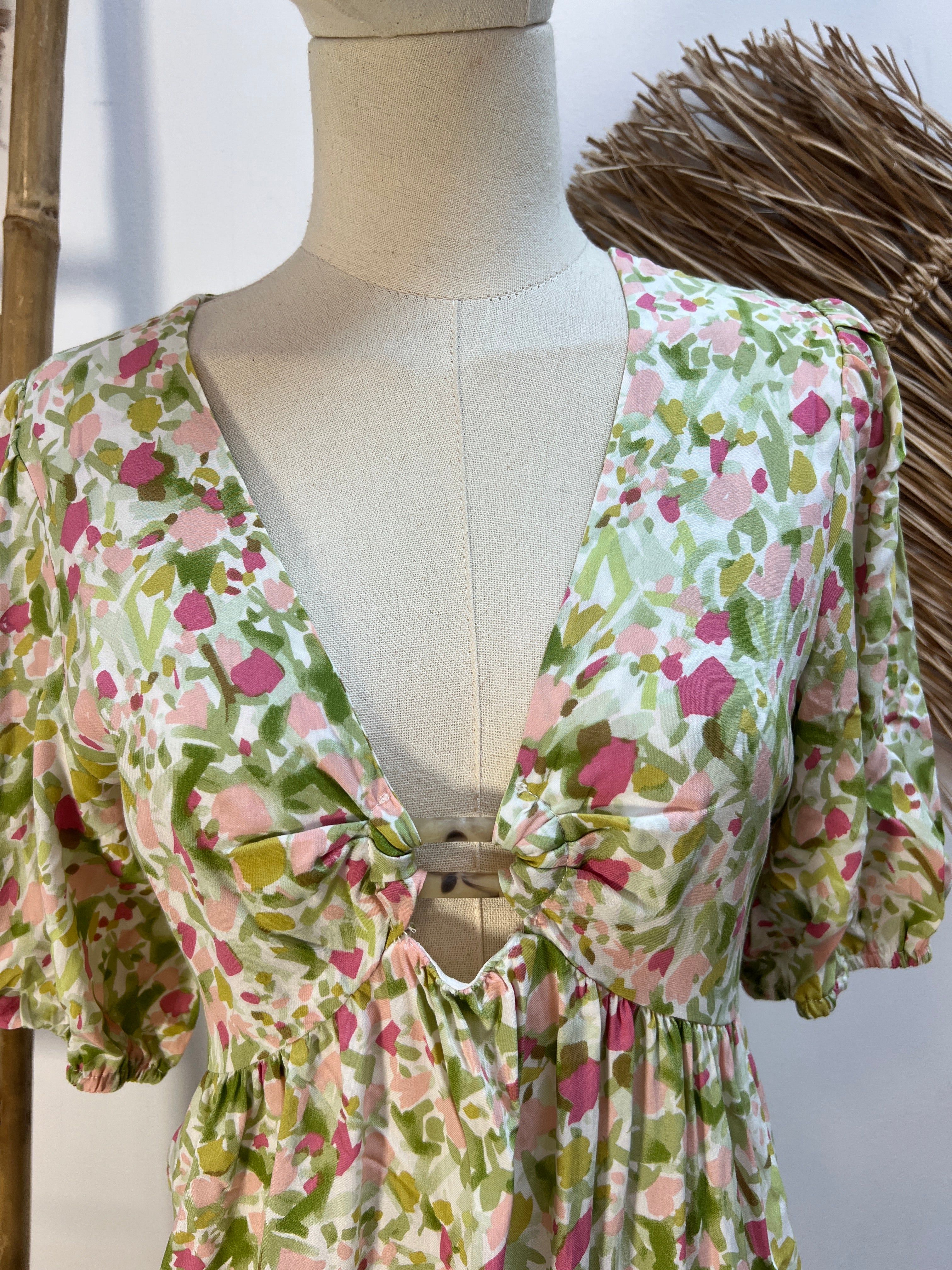Vestido estampado verde