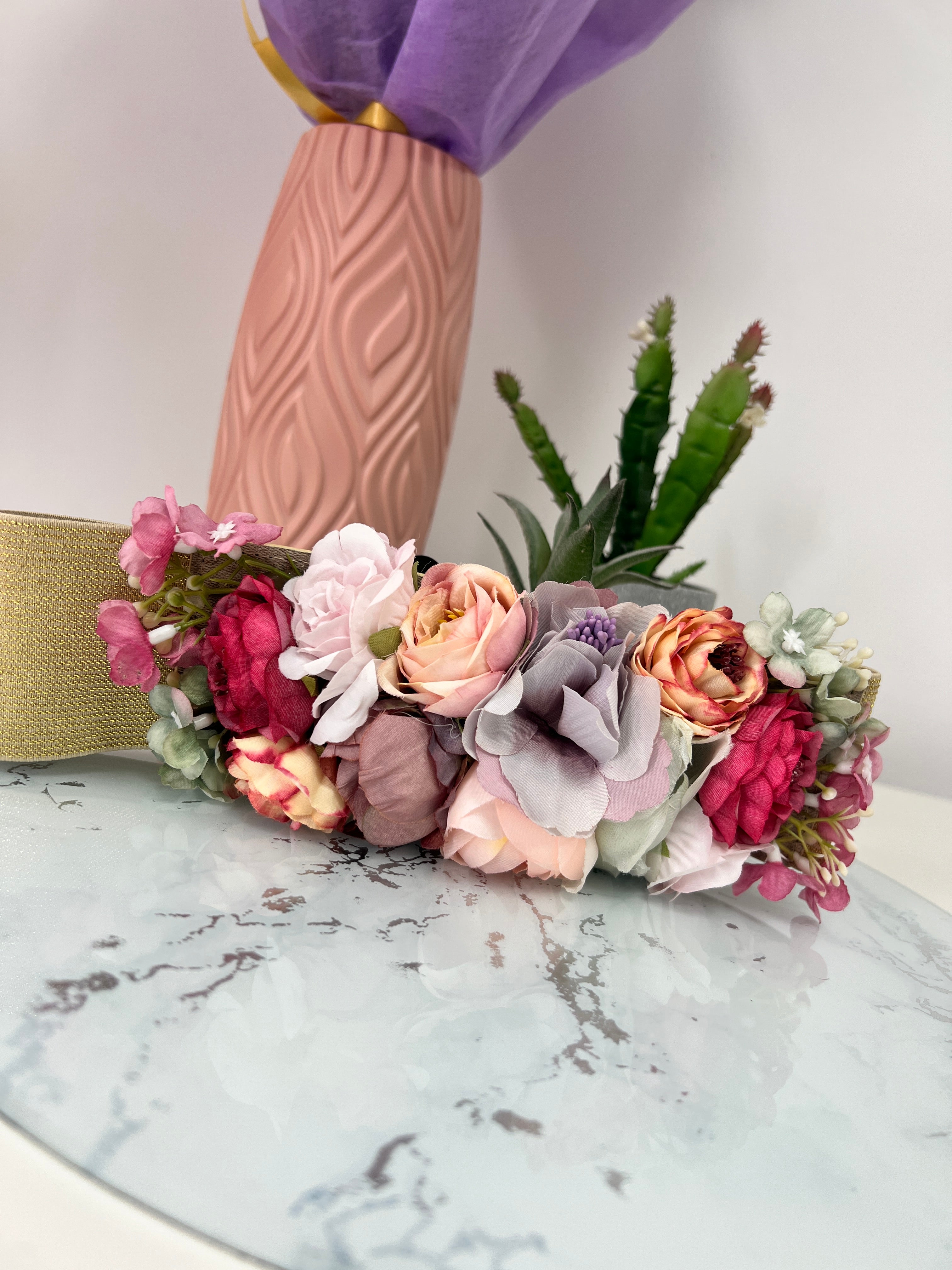 Cinturon fiesta multiflores dorado