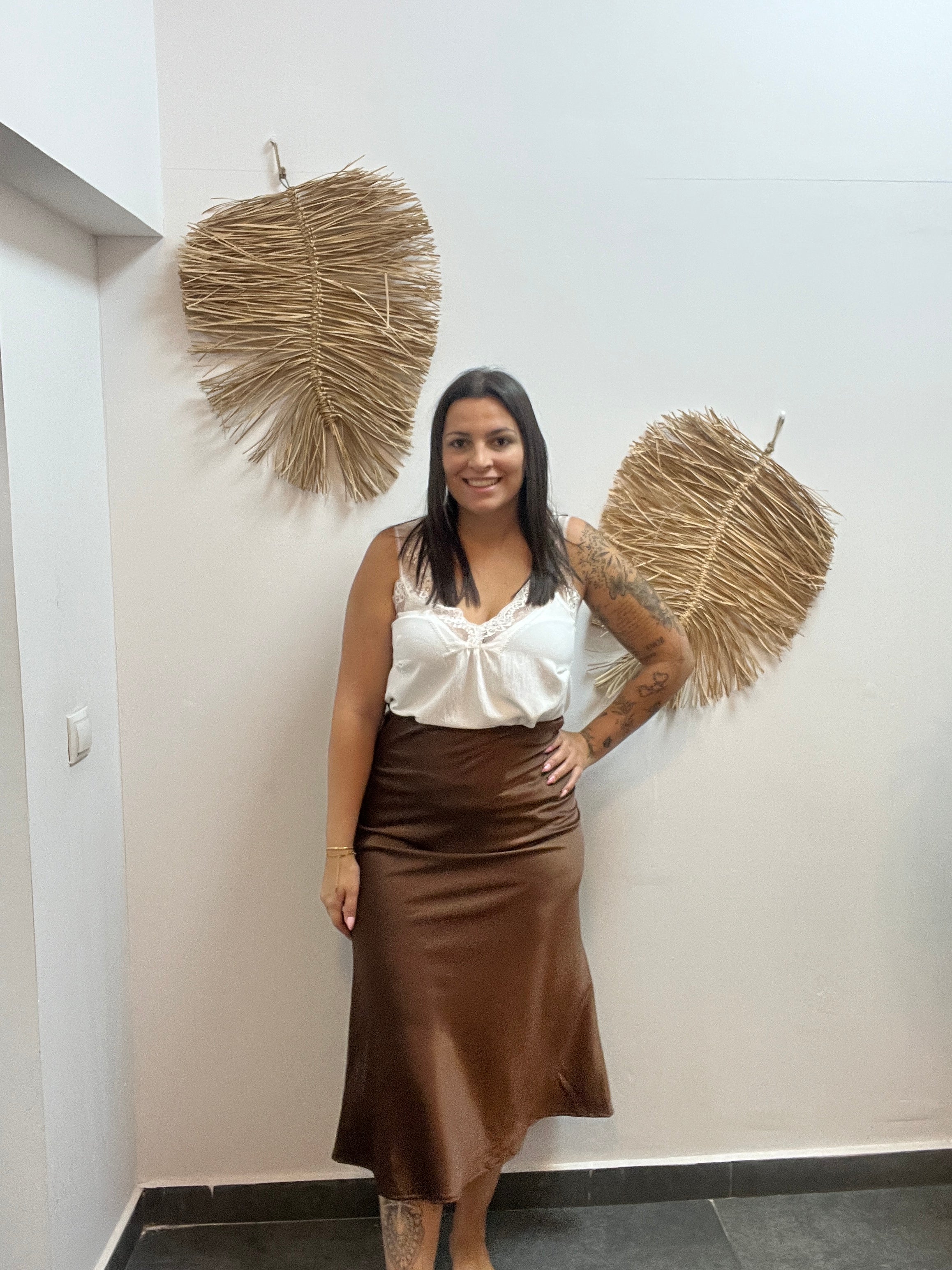 Falda larga de seda