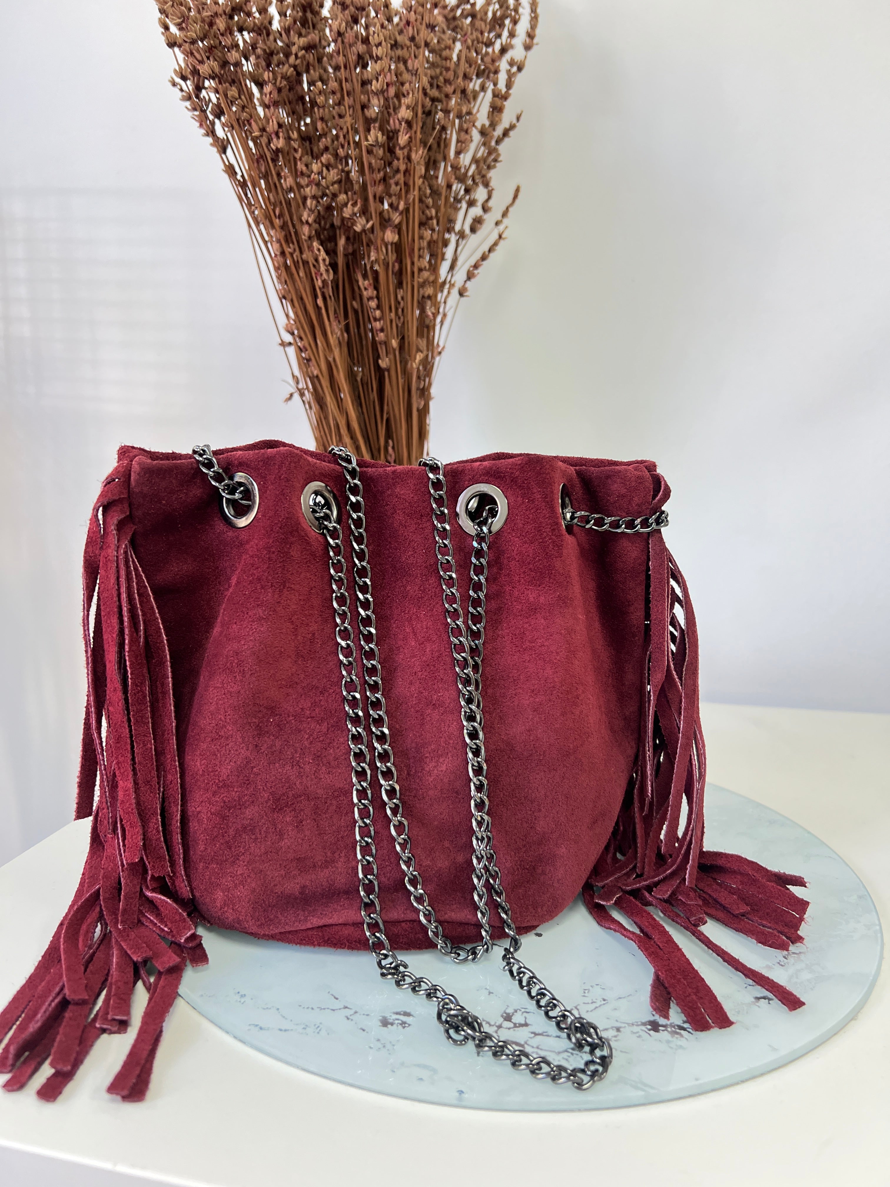 Bolso bombonera granate