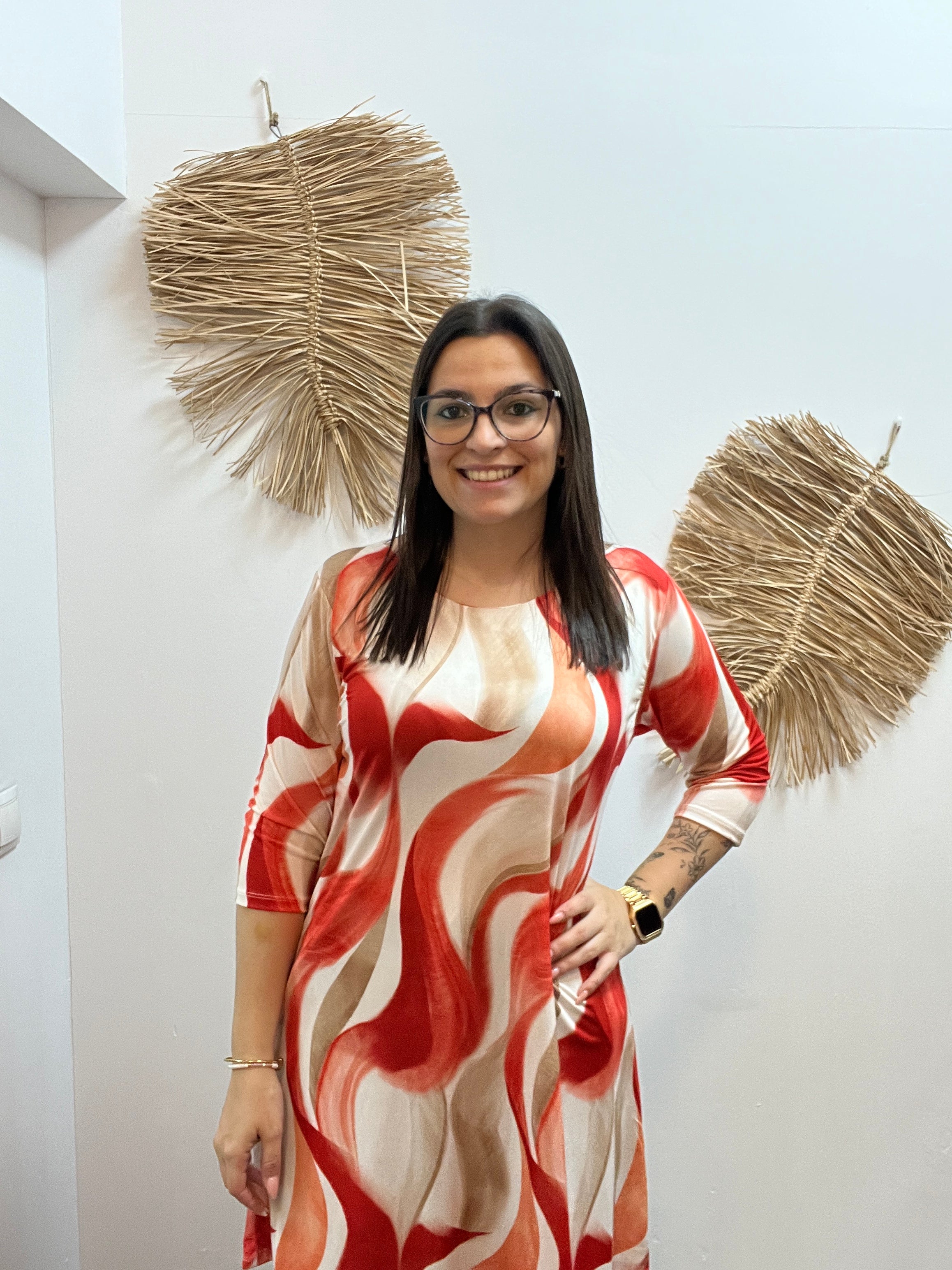 Vestido corto ondas seda fría