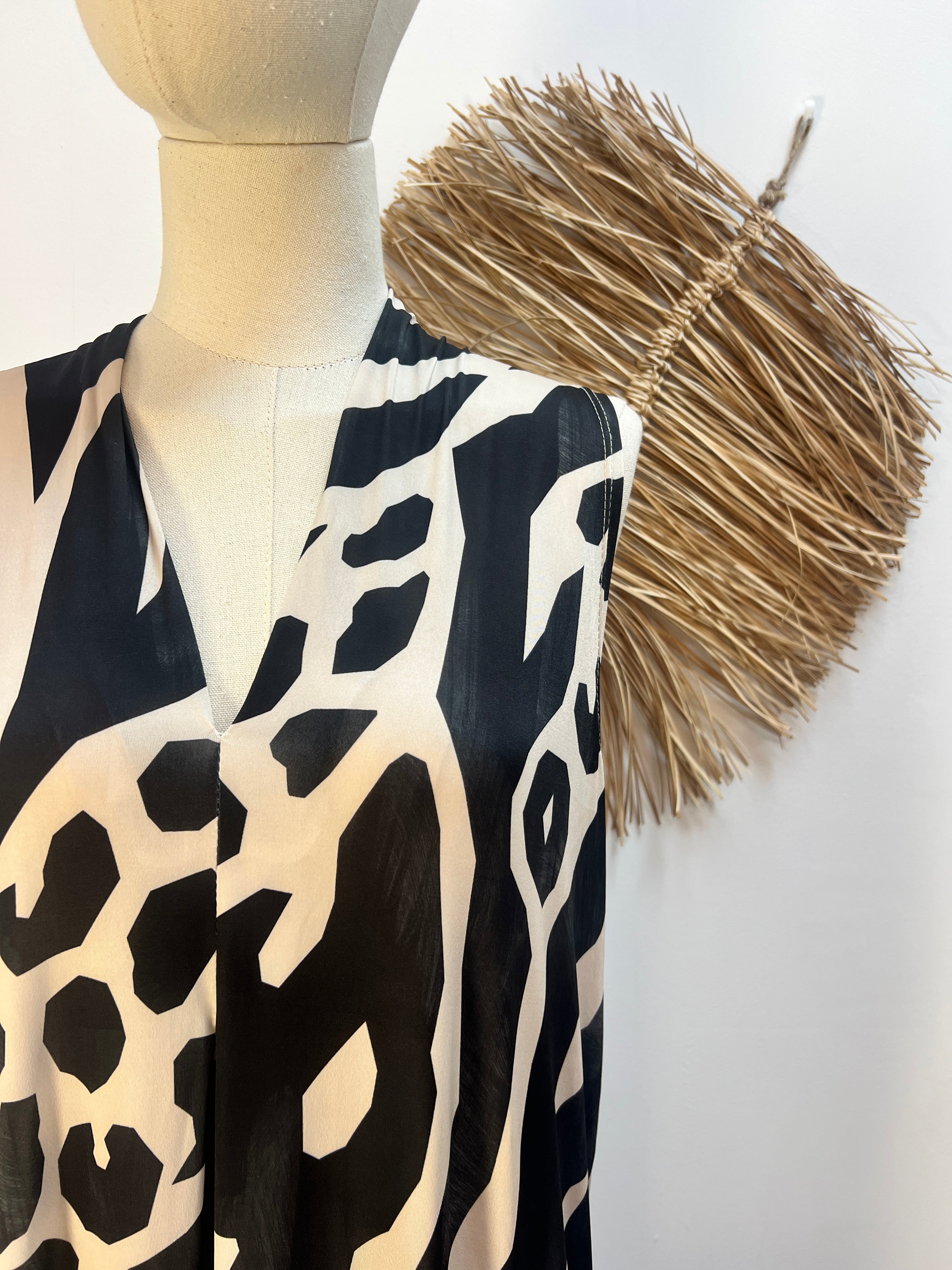 vestido largo estampado cebra