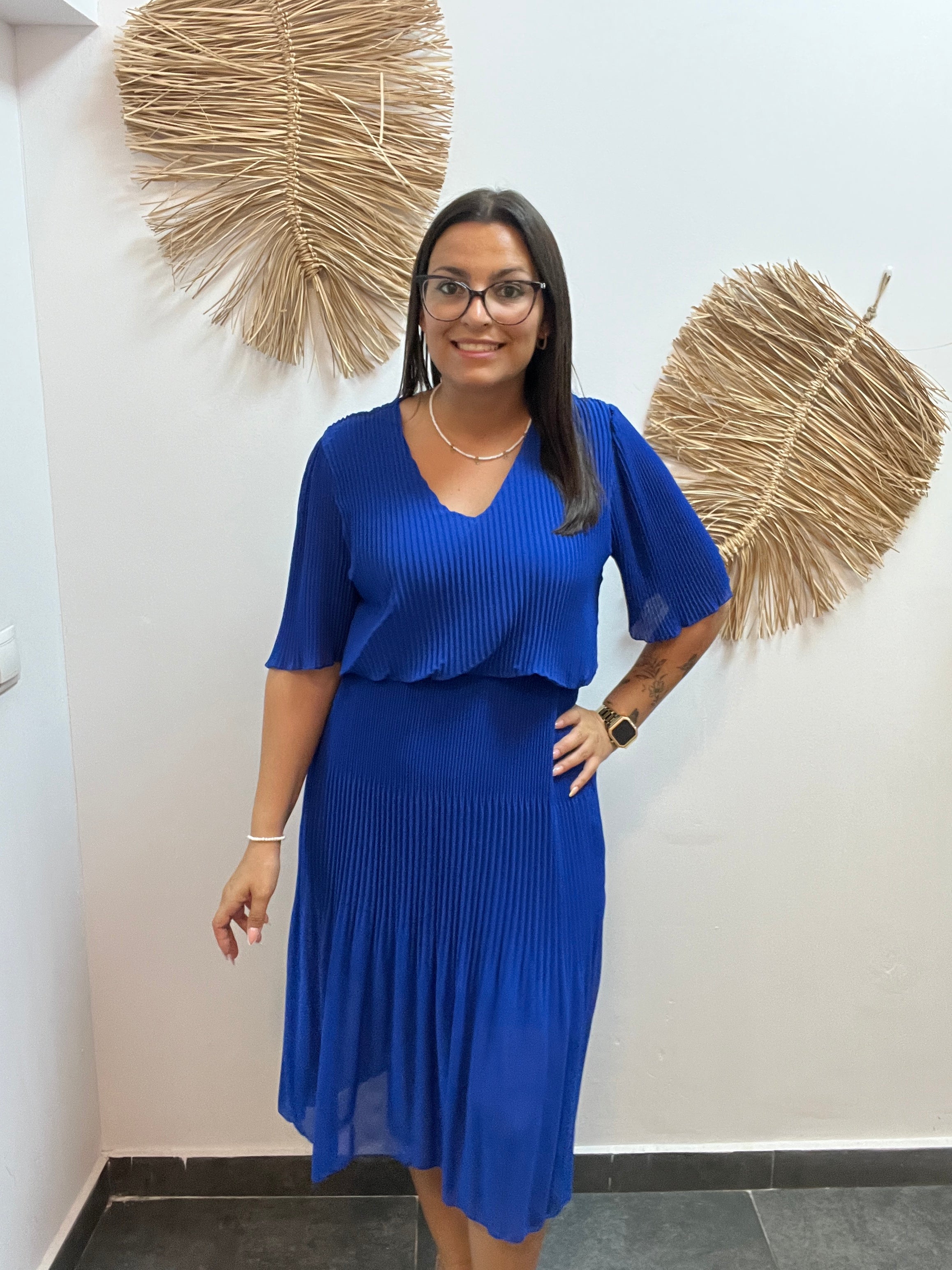 Vestido plisado cintura