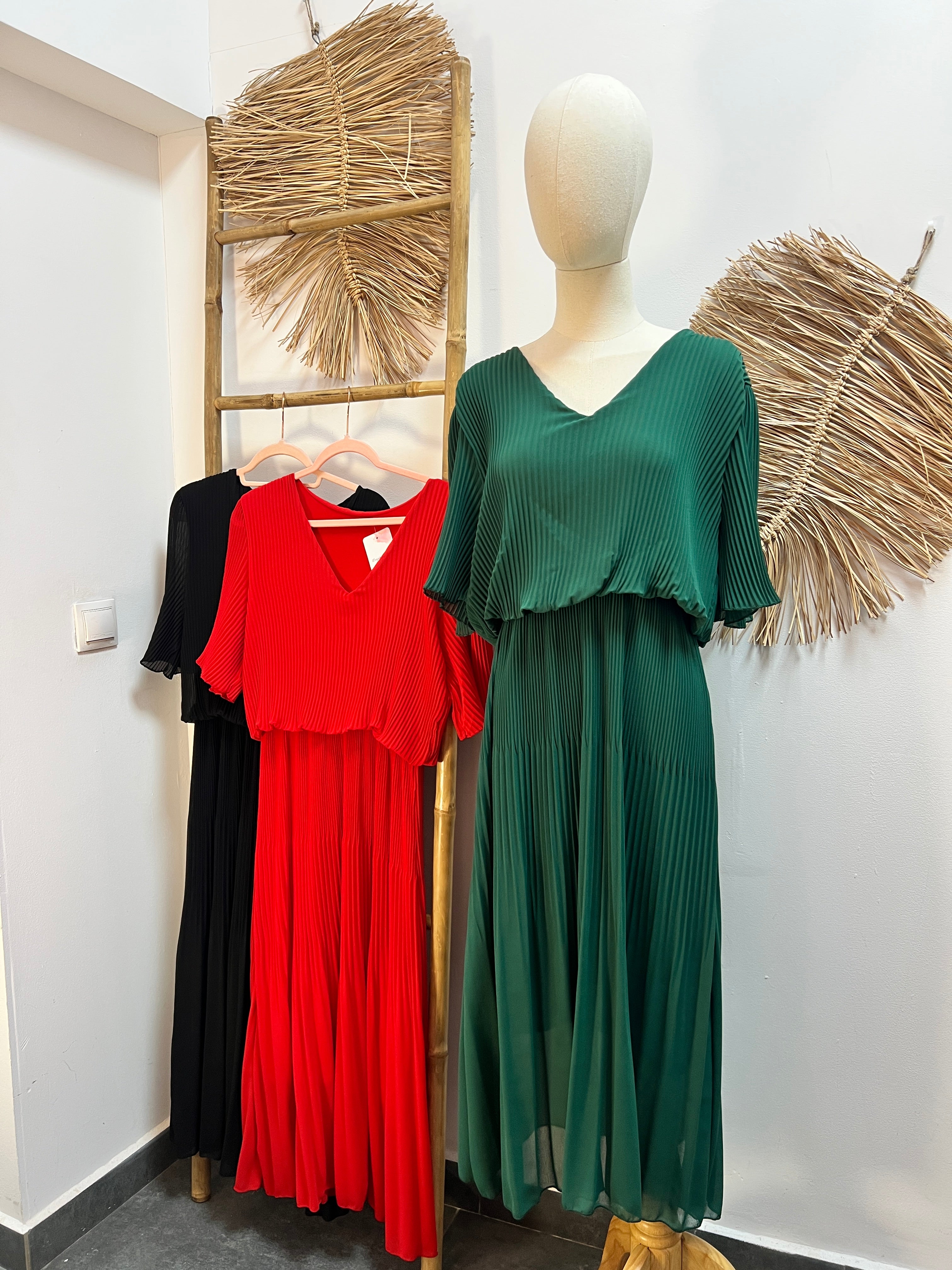 Vestido plisado cintura