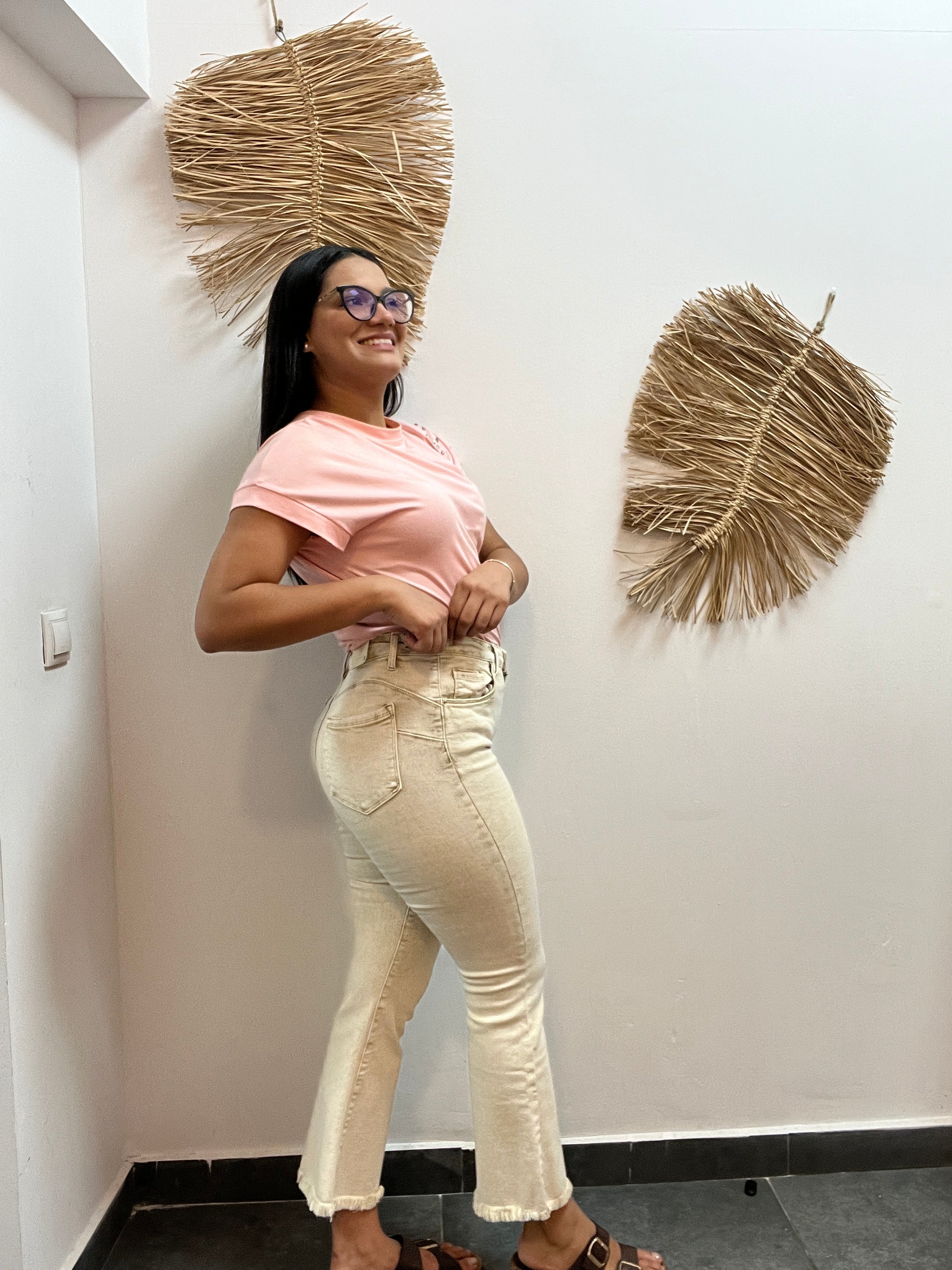 Jeans Flared Beige