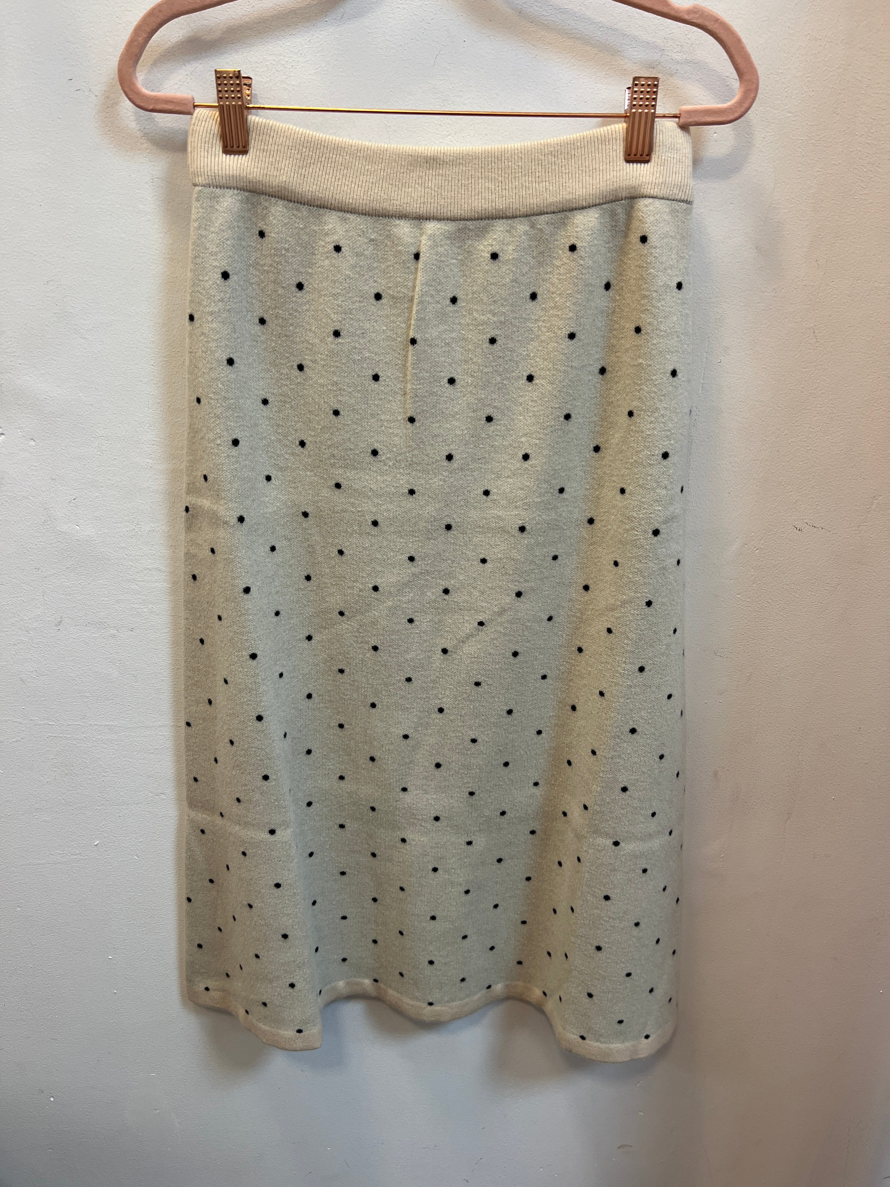 Falda midi jacquard con mini puntos negro CF