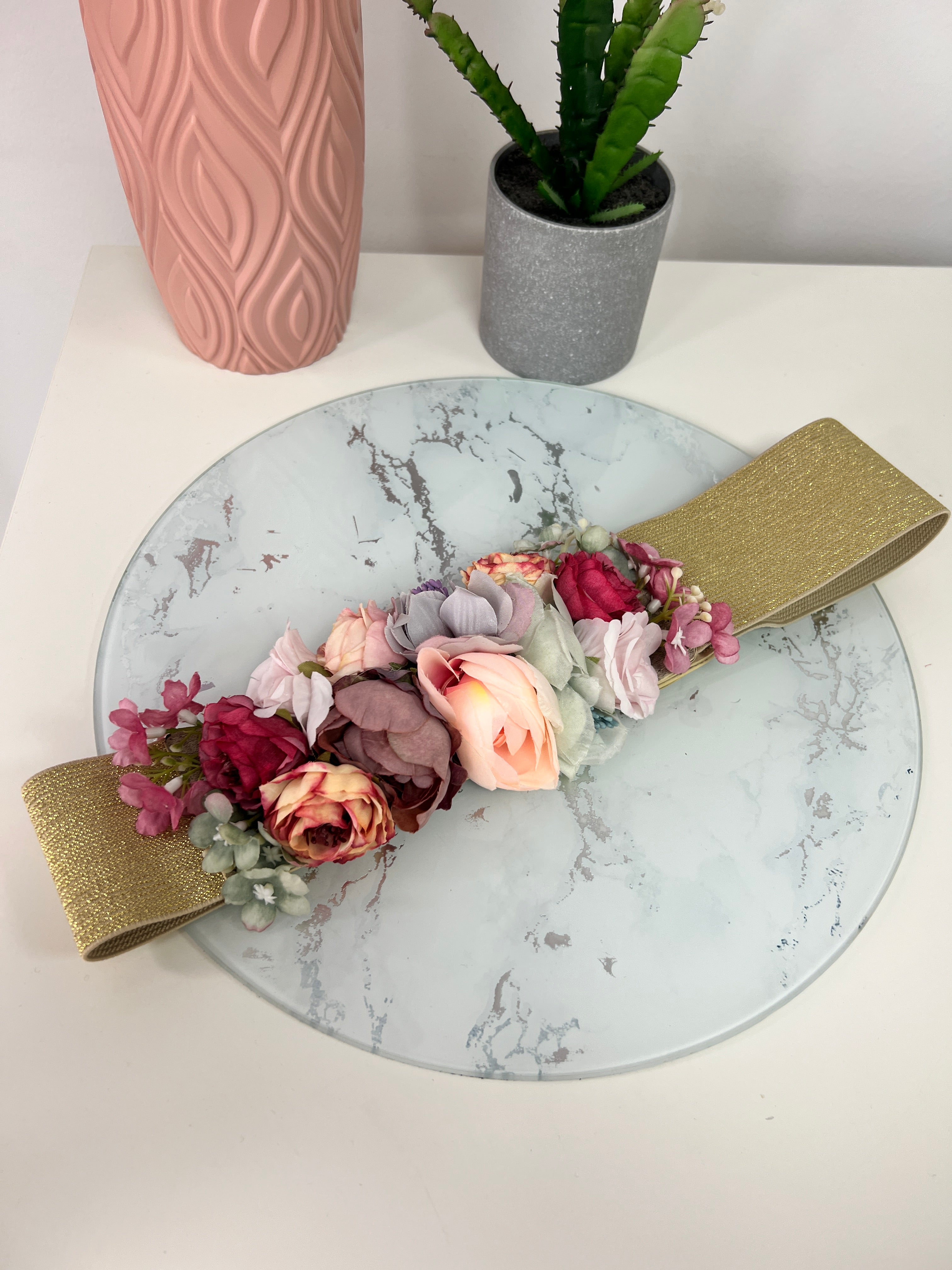 Cinturon fiesta multiflores dorado